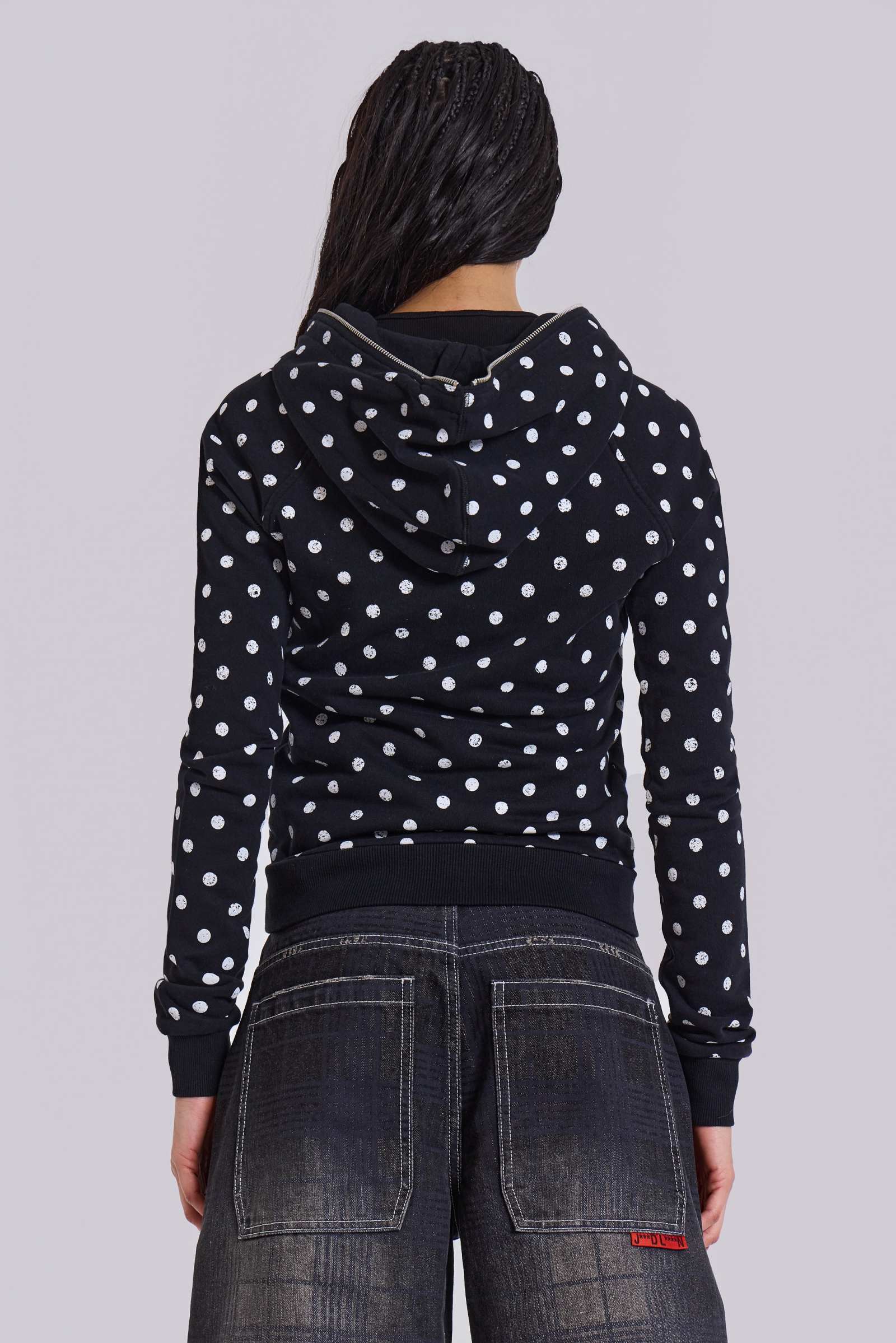 Mono Black Polkadot Mini Monster Hoodie