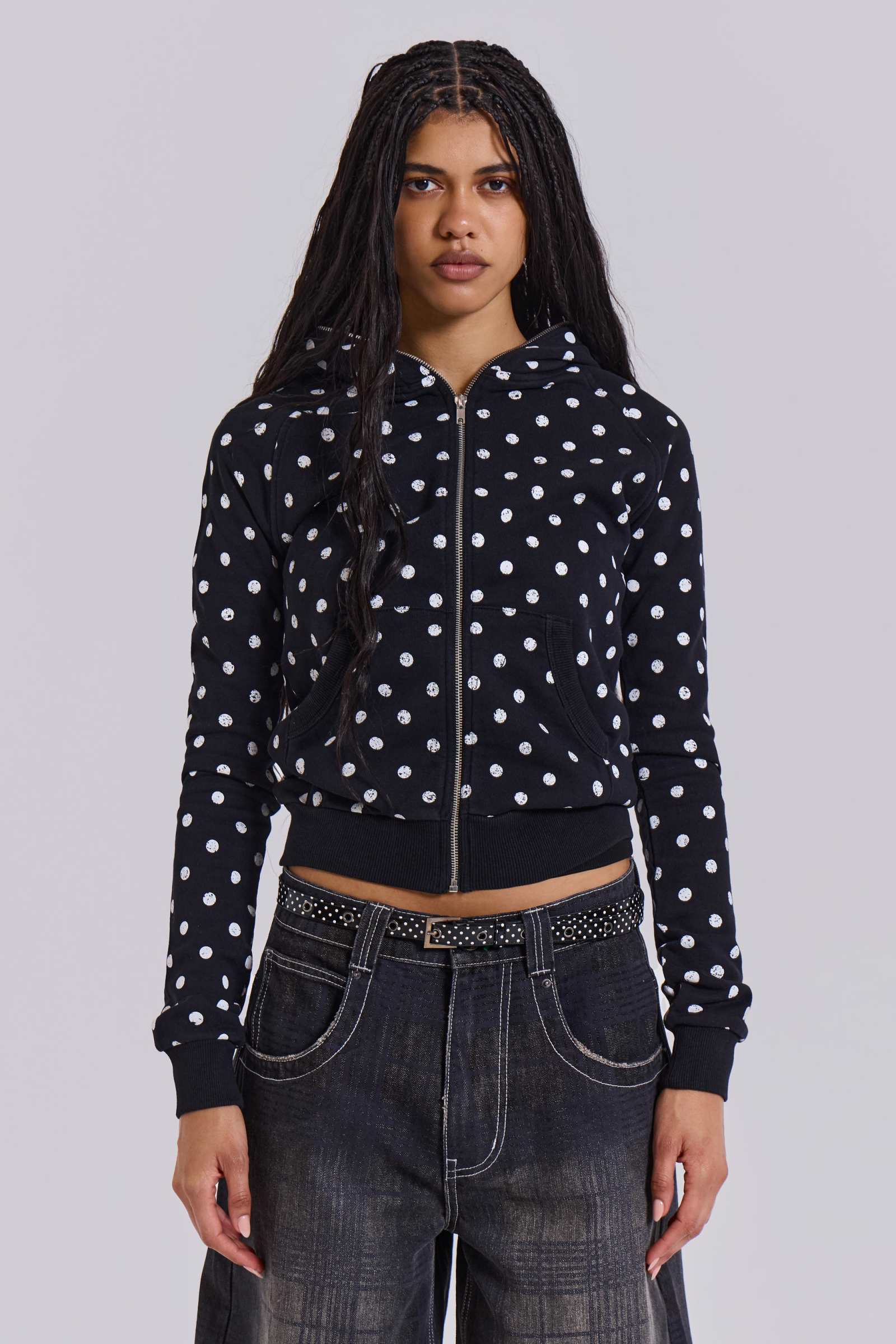Mono Black Polkadot Mini Monster Hoodie