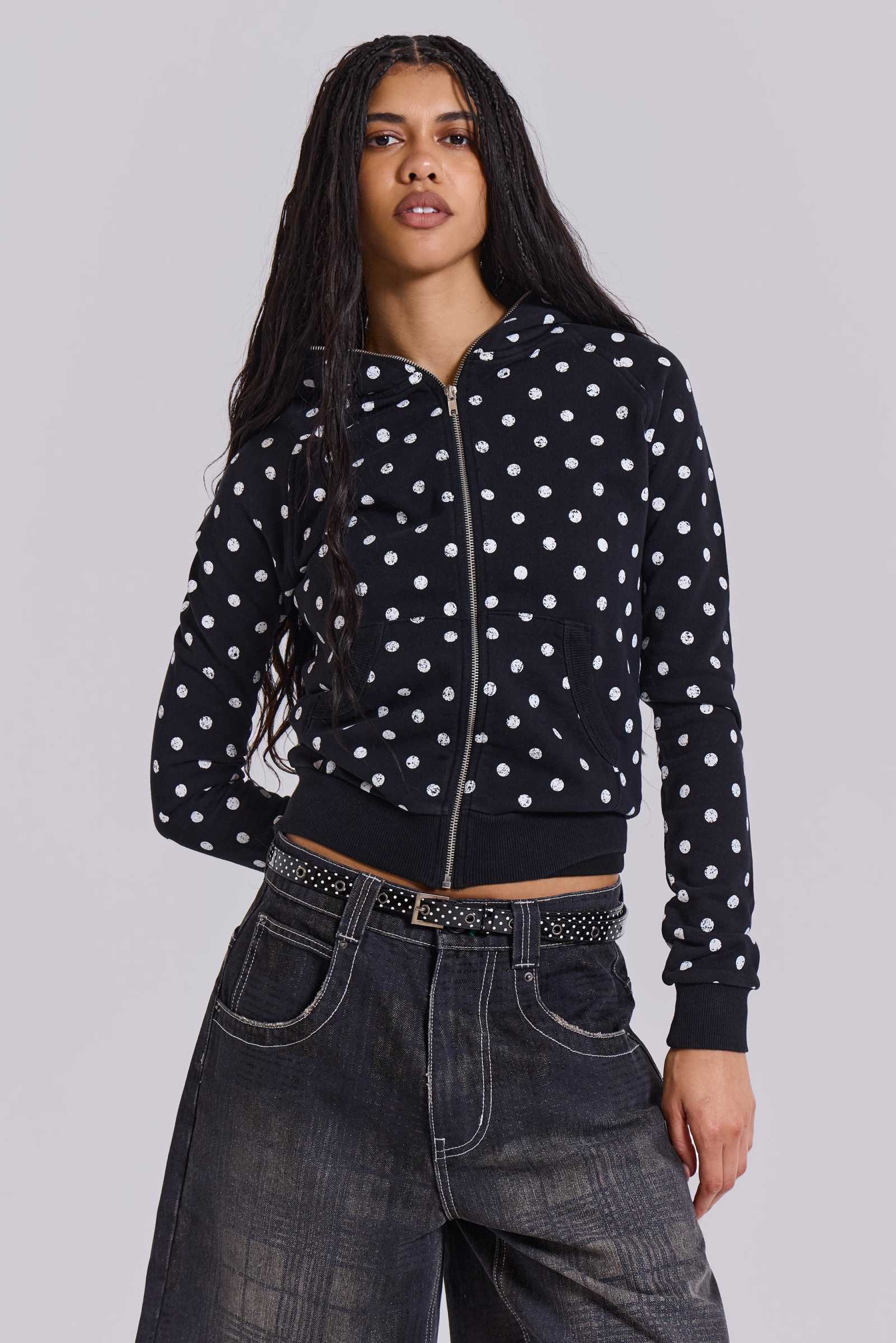 Mono Black Polkadot Mini Monster Hoodie