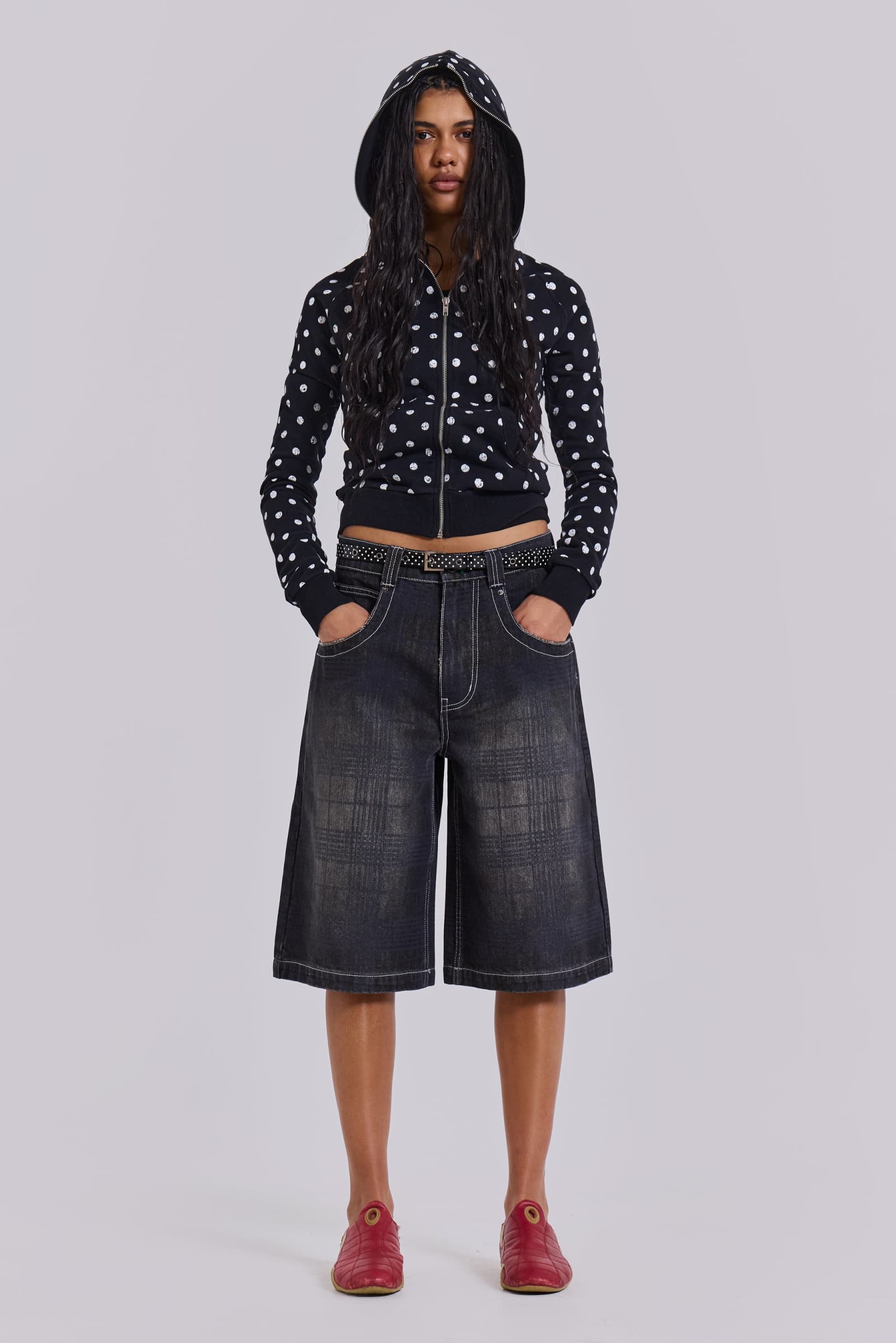Mono Black Polkadot Mini Monster Hoodie