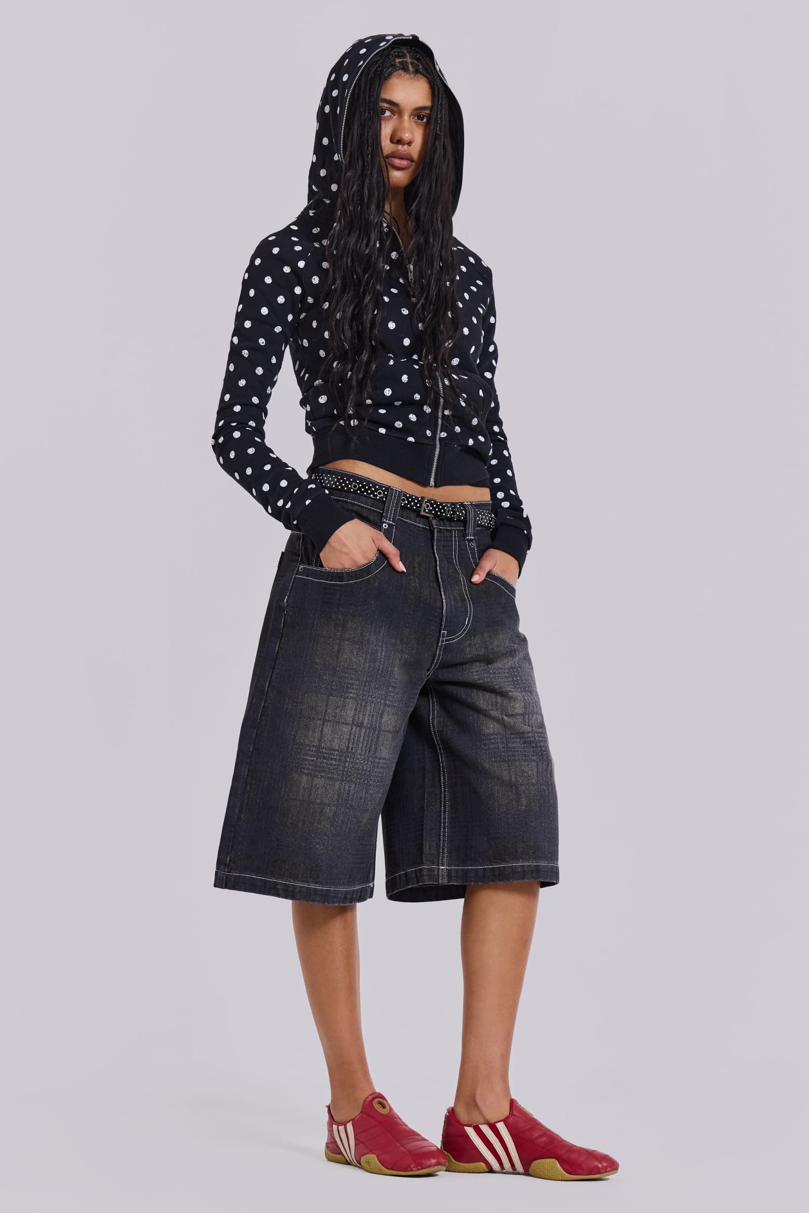 Mono Black Polkadot Mini Monster Hoodie