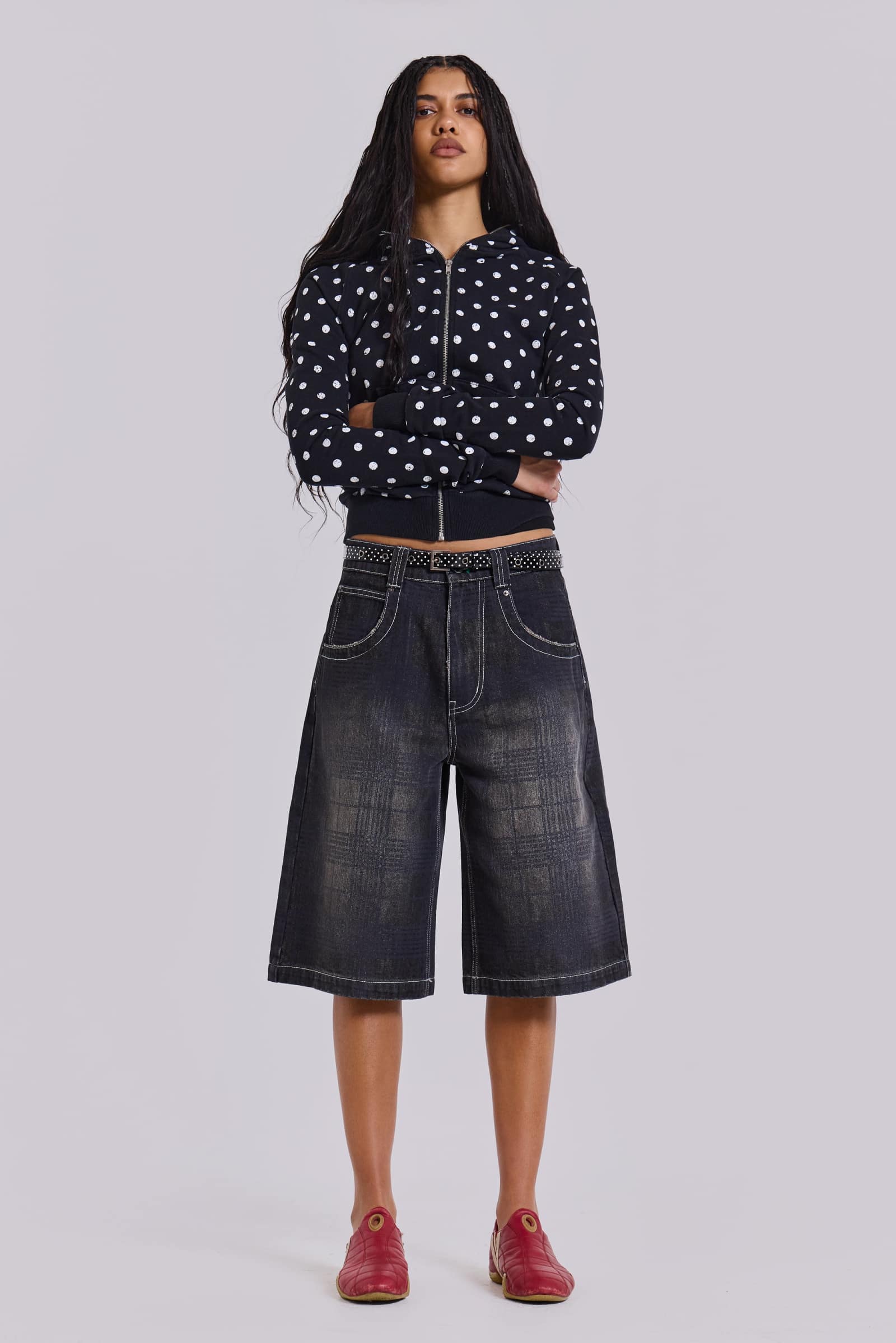 Mono Black Polkadot Mini Monster Hoodie