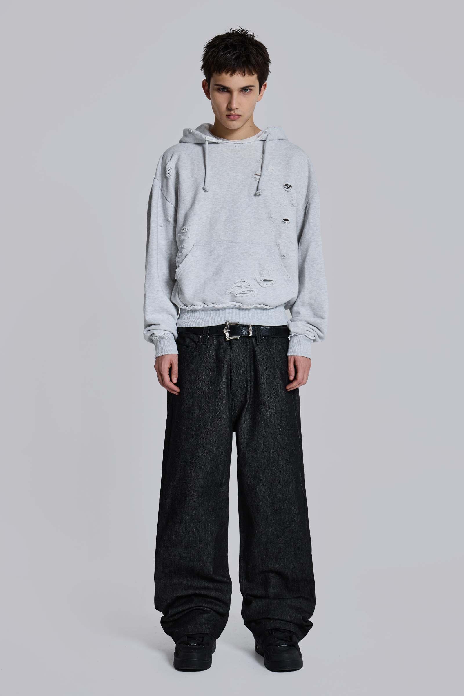 Pullover Bitten Hoodie in Grey Marl