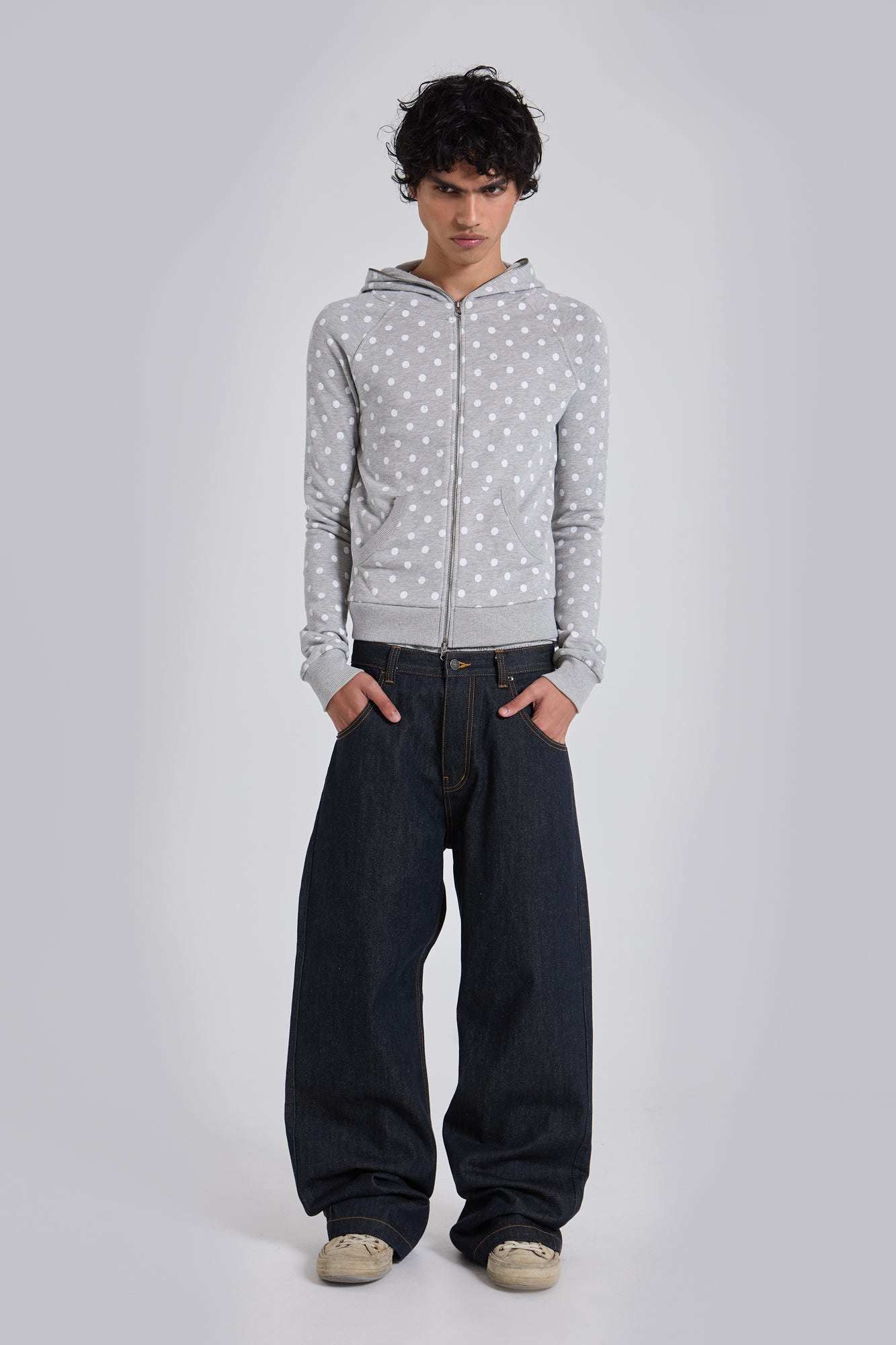 Grey Polkadot Hoodie