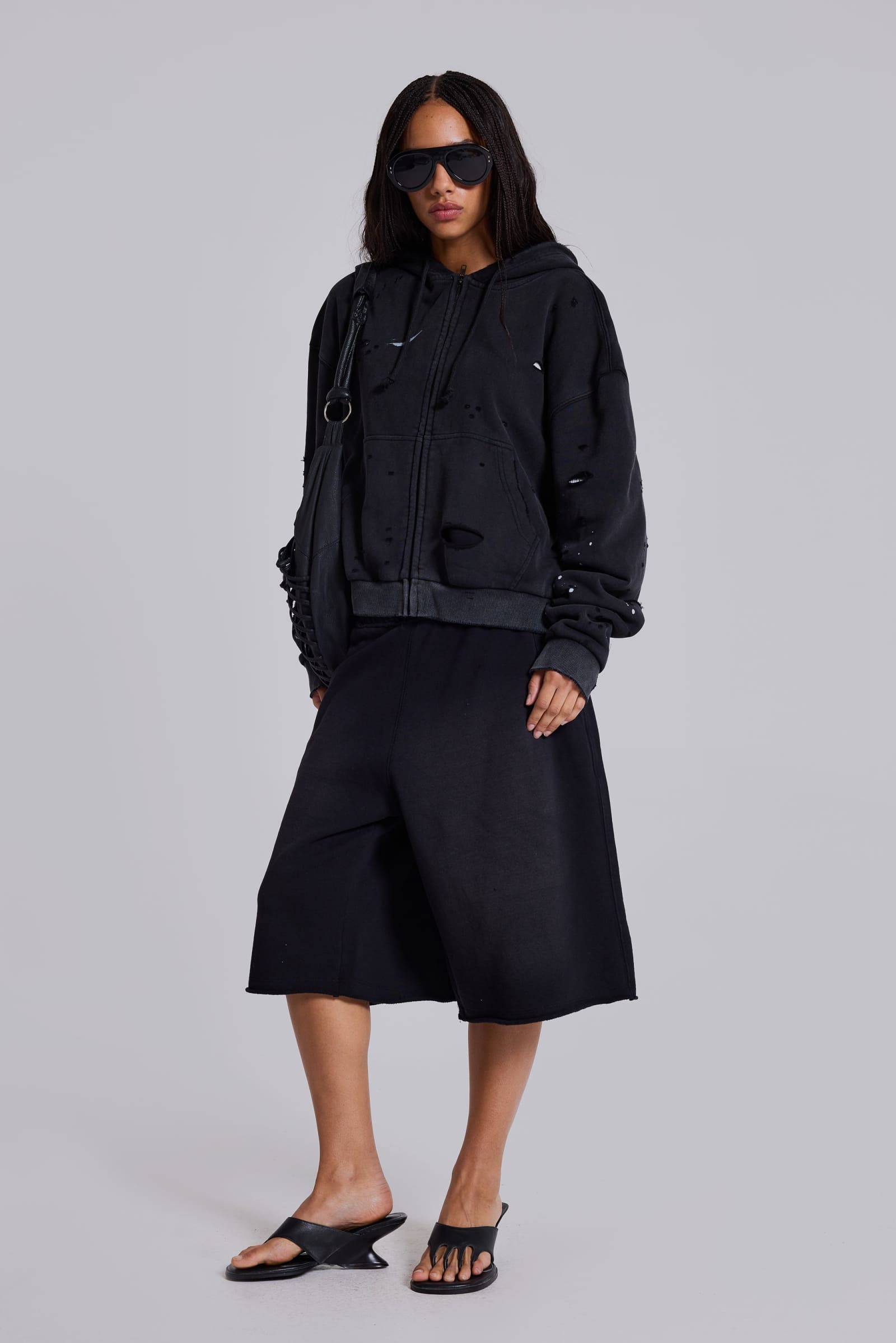 Sun Faded Waffle Lined Zip Hoodie