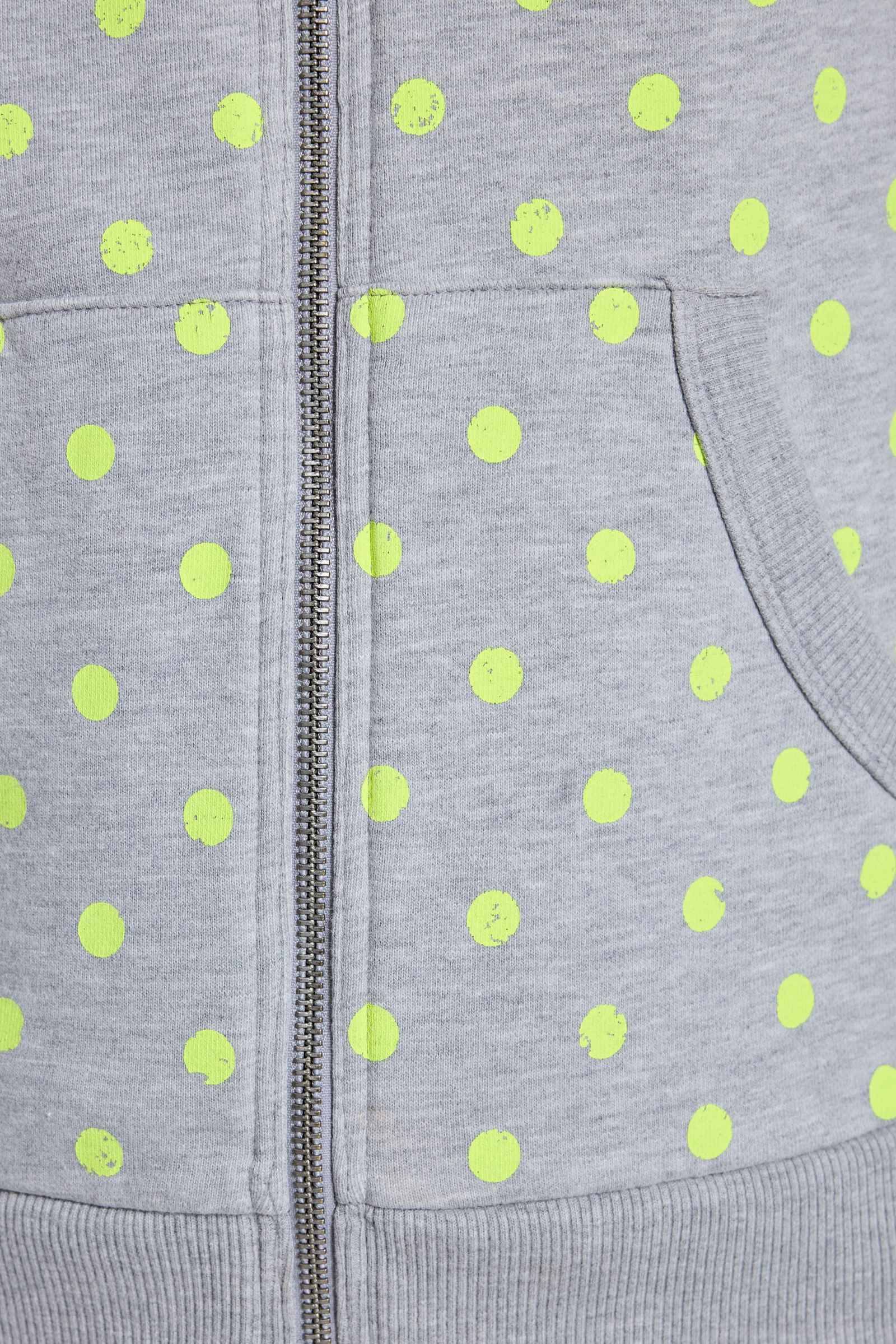 NEON AND GREY POLKADOT ZIP THROUGH MINI MONSTER HOODIE