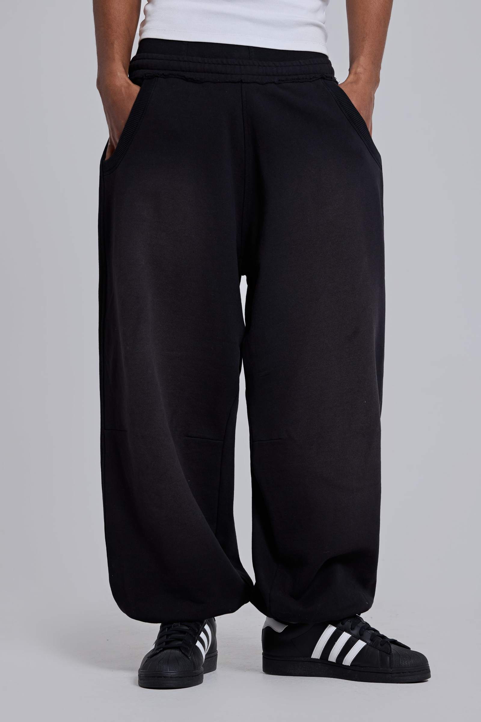 Black Baggy Cuffed Monster Joggers