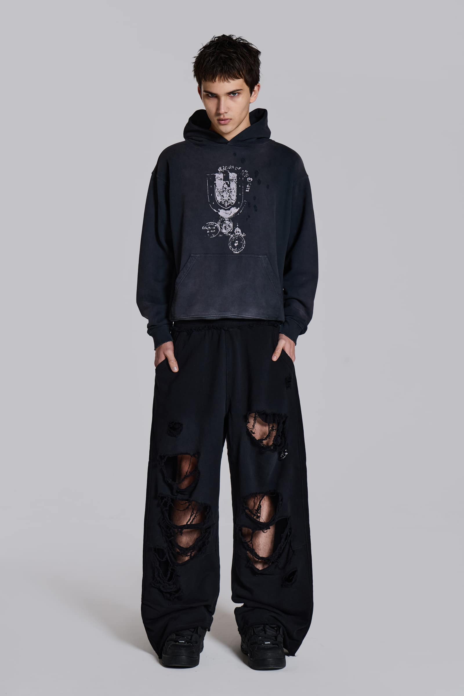 Distressed Black Baggy Monster Joggers