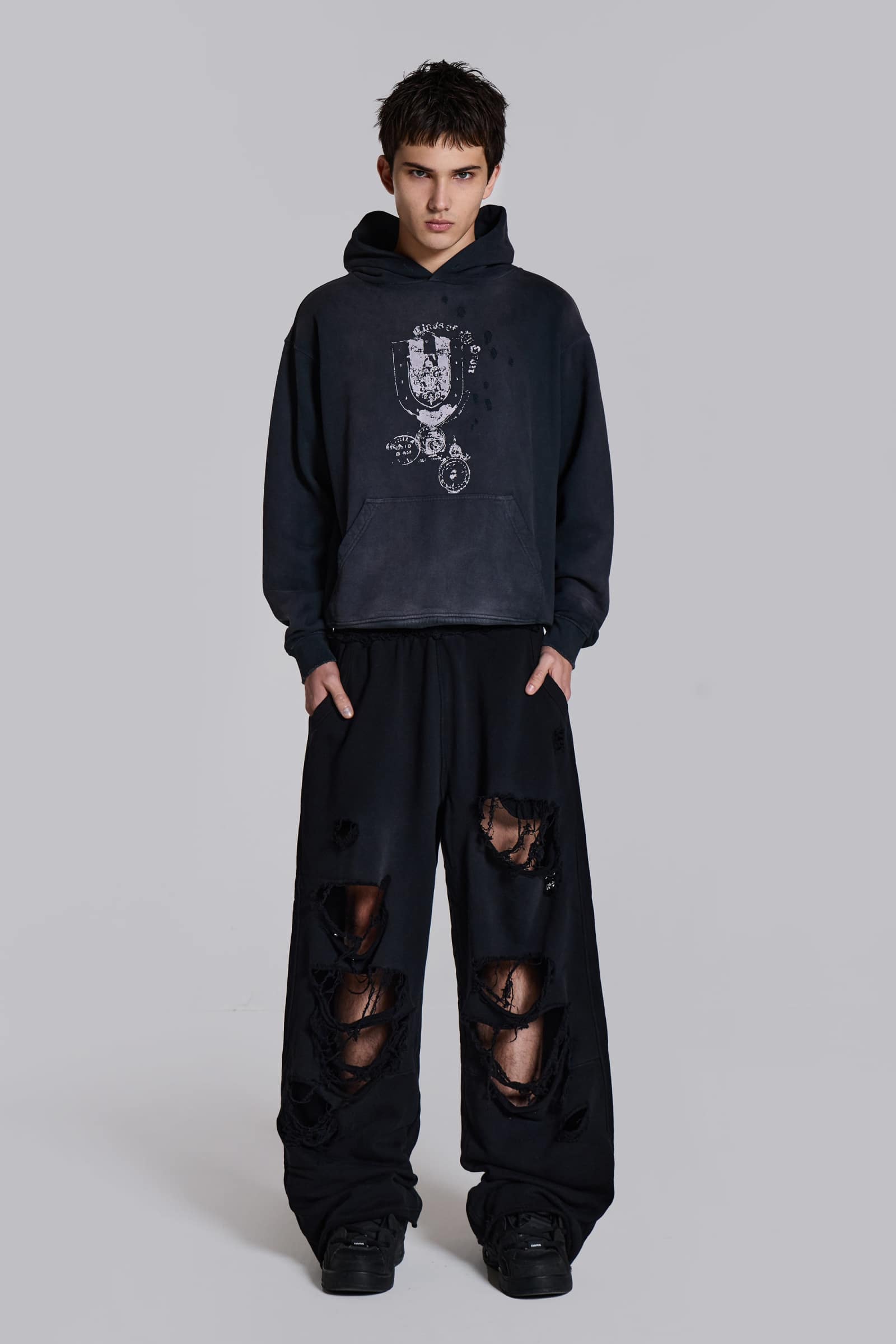 Distressed Black Baggy Monster Joggers