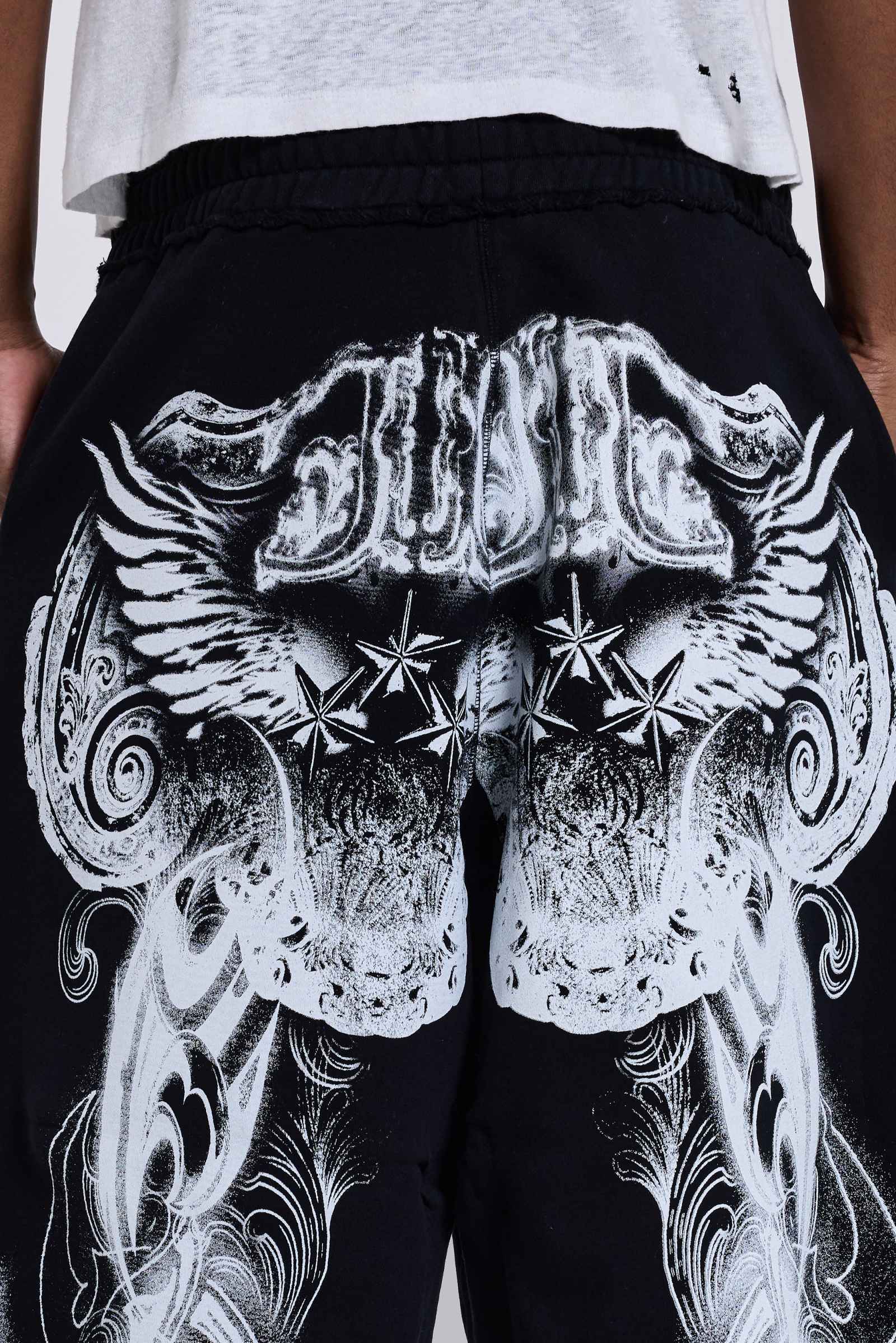 Black Gothic Print Baggy Monster Joggers