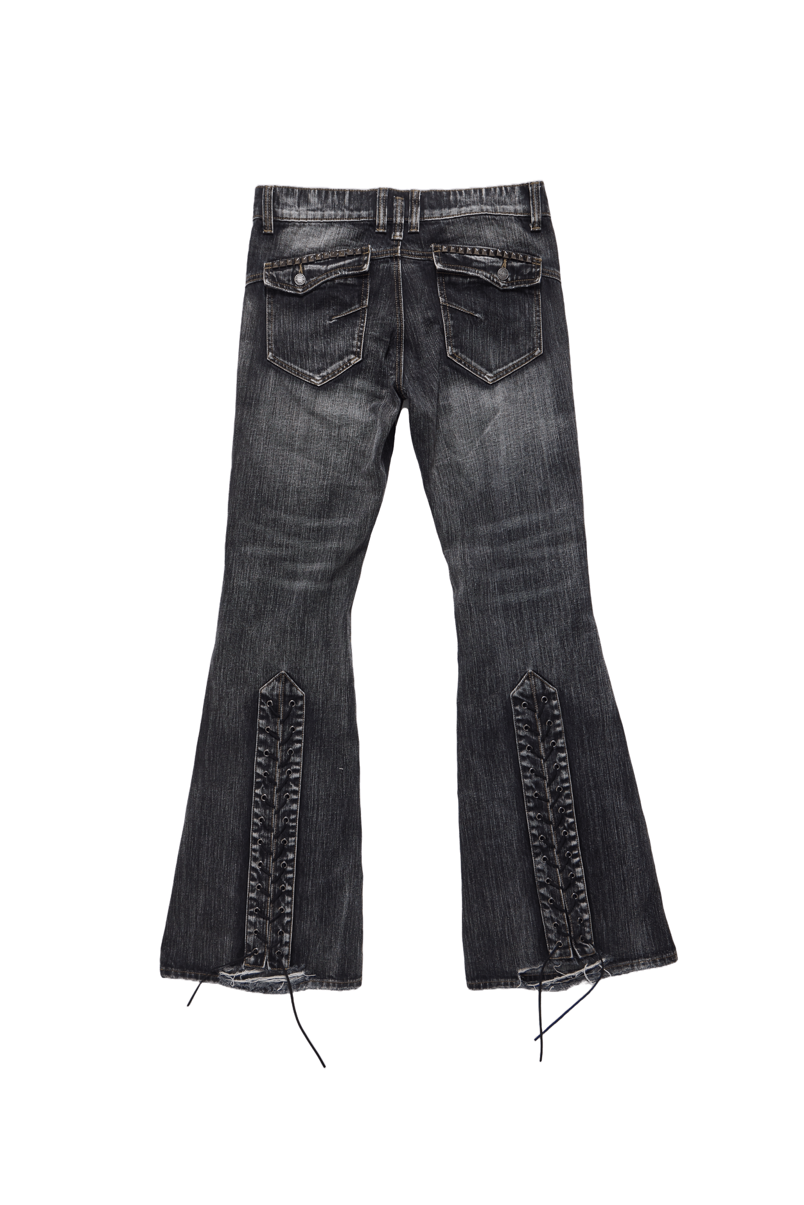 Washed Black Laced Bootcut Jeans | Jaded Man Washed Black Laced Bootcut Jeans | Jaded Man