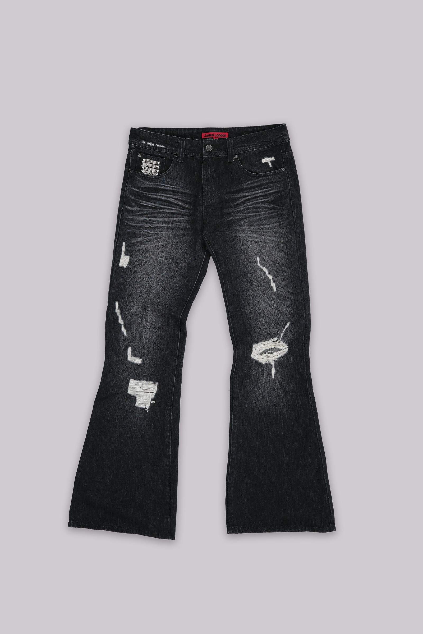 Black Cross Stud Drift Jeans | Jaded London | Clothing