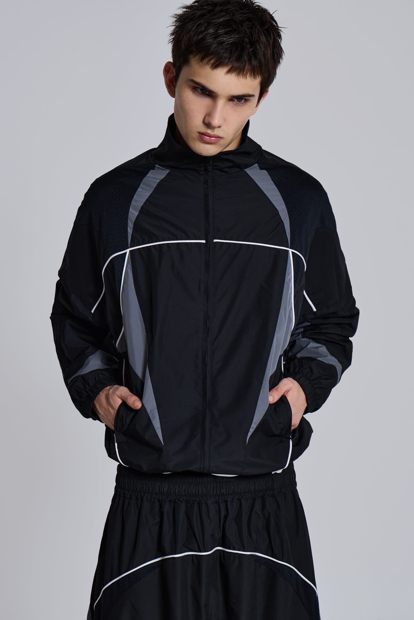 Black Panelled Vapor Jacket