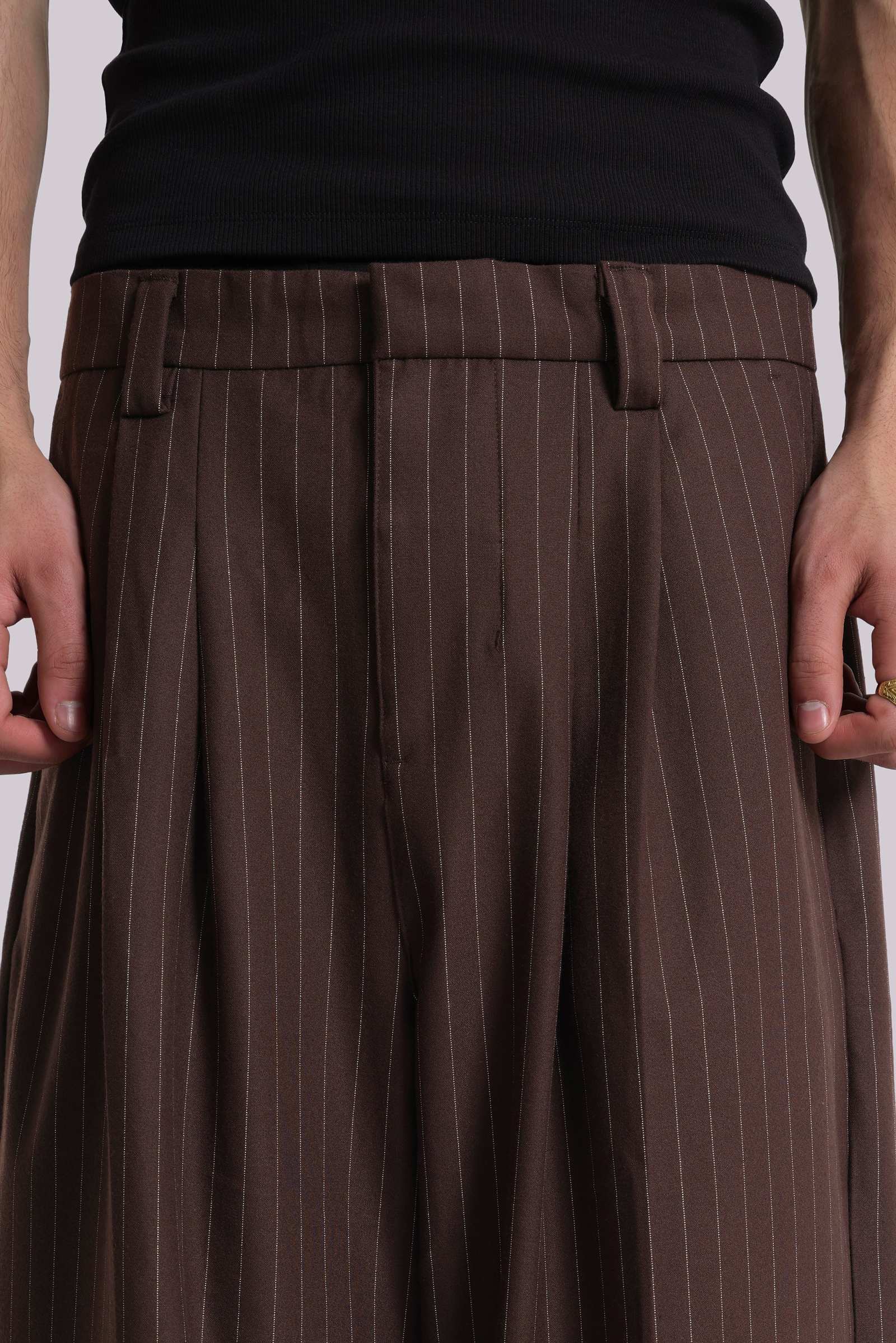 Chocolate Brown Pinstripe Goliath Suit Pants