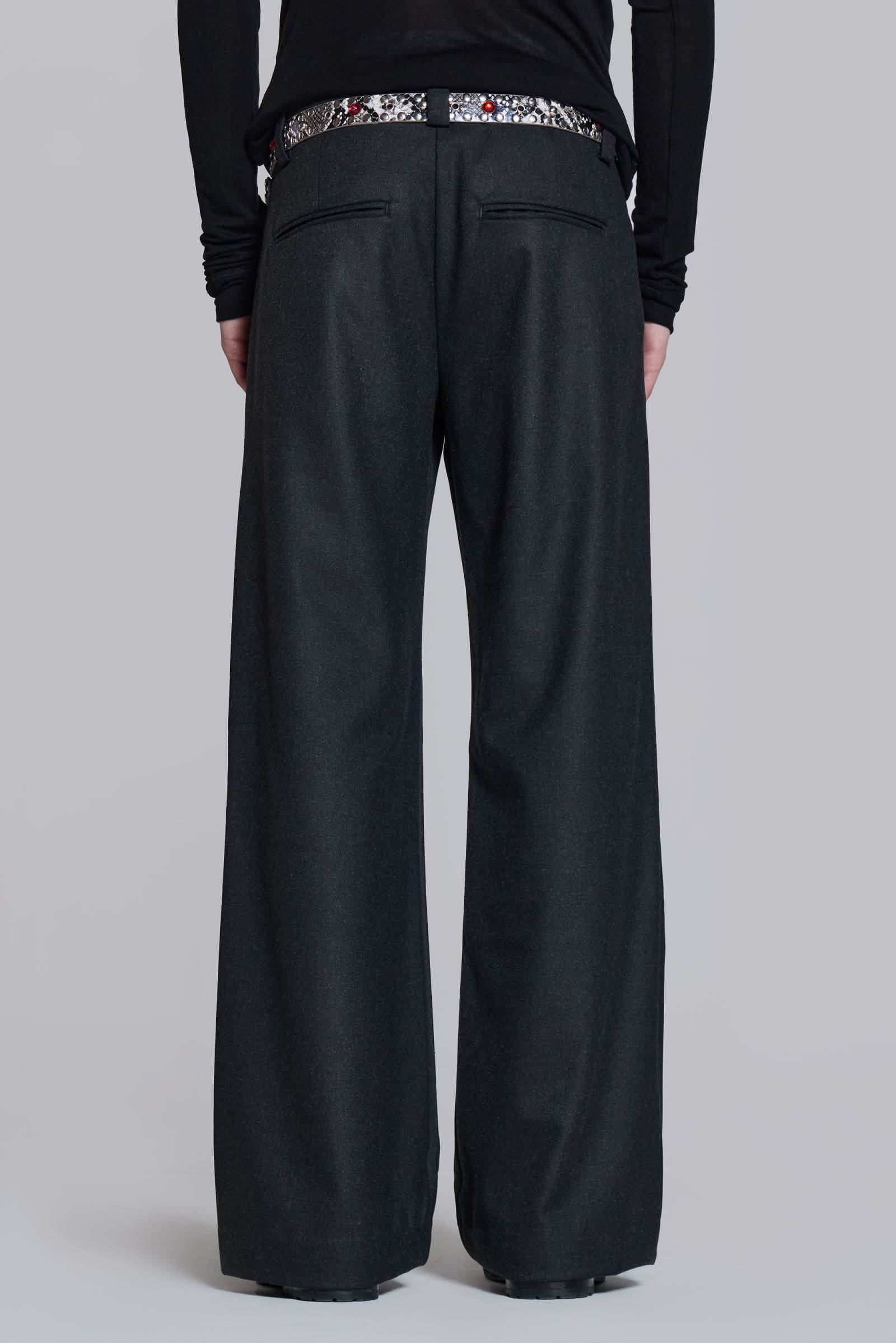 Charcoal Stacked Straight Suit Pants