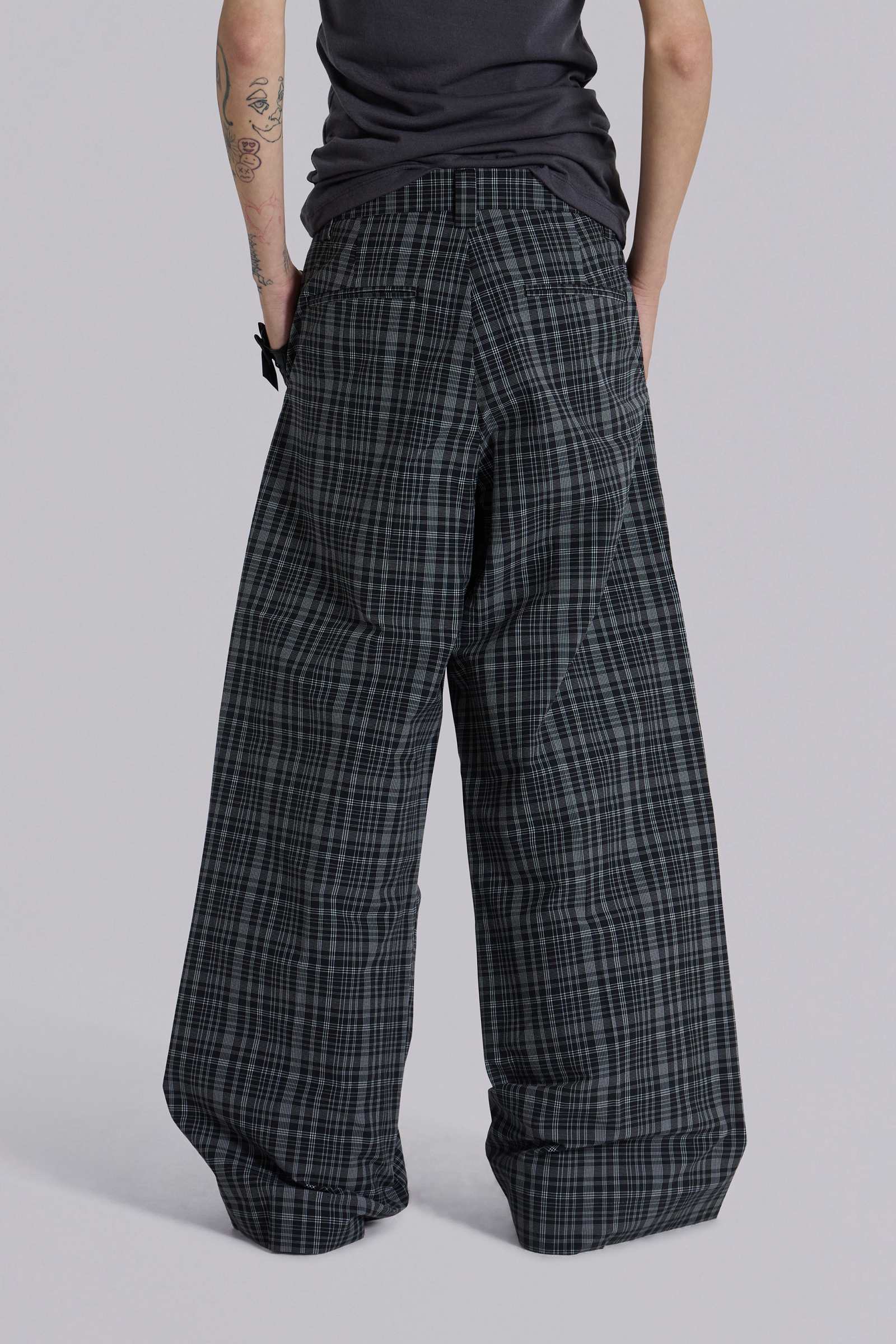 Black Check Goliath Suit Trousers