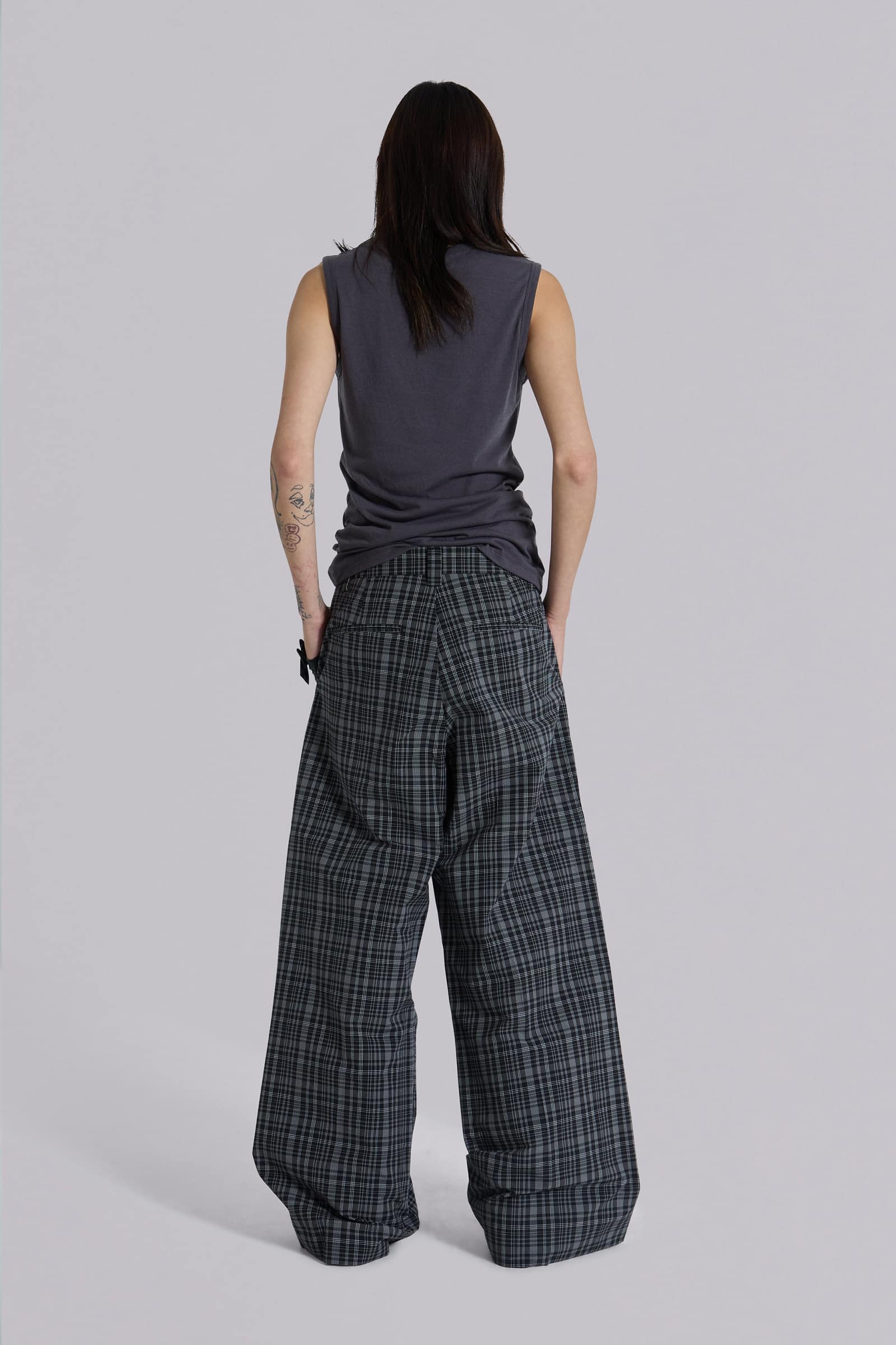 Black Check Goliath Suit Trousers