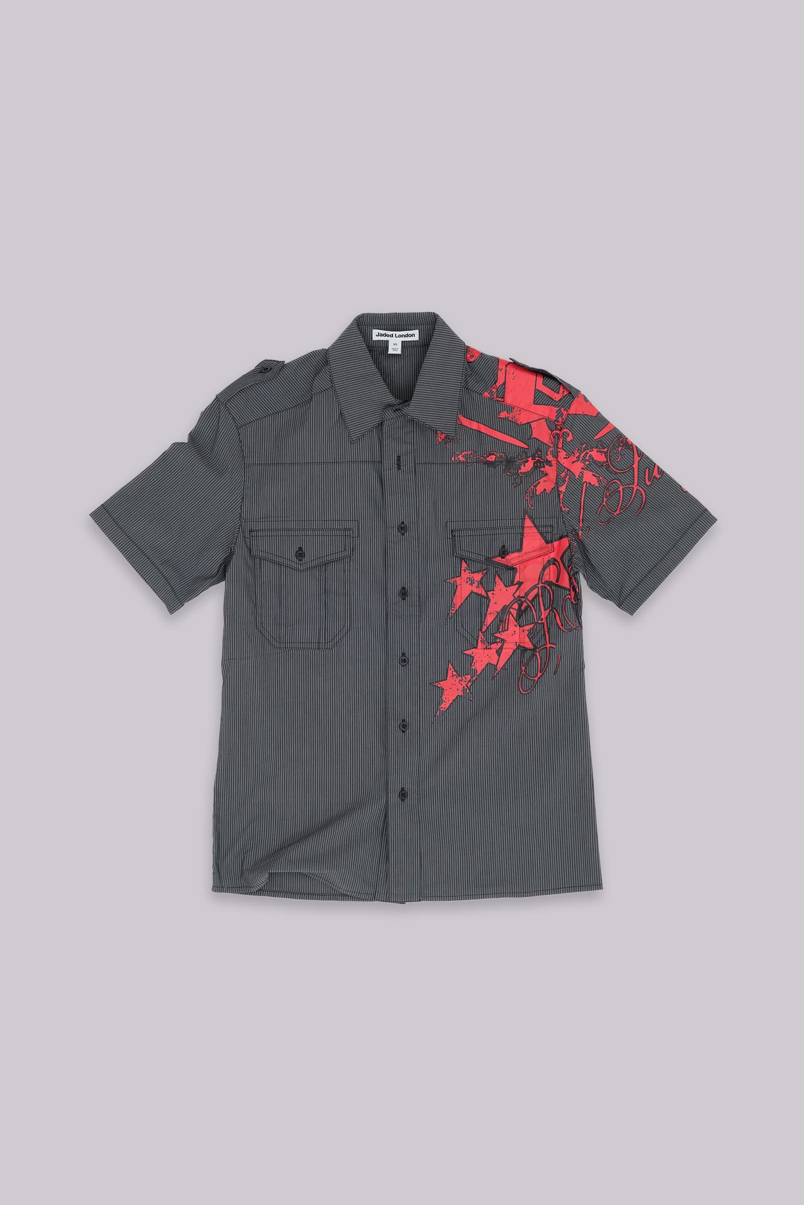 【JADED LONDON】 送料関税込み Script Pinstripe シャツ Script Pinstripe Shirt | Jaded London | Clothing