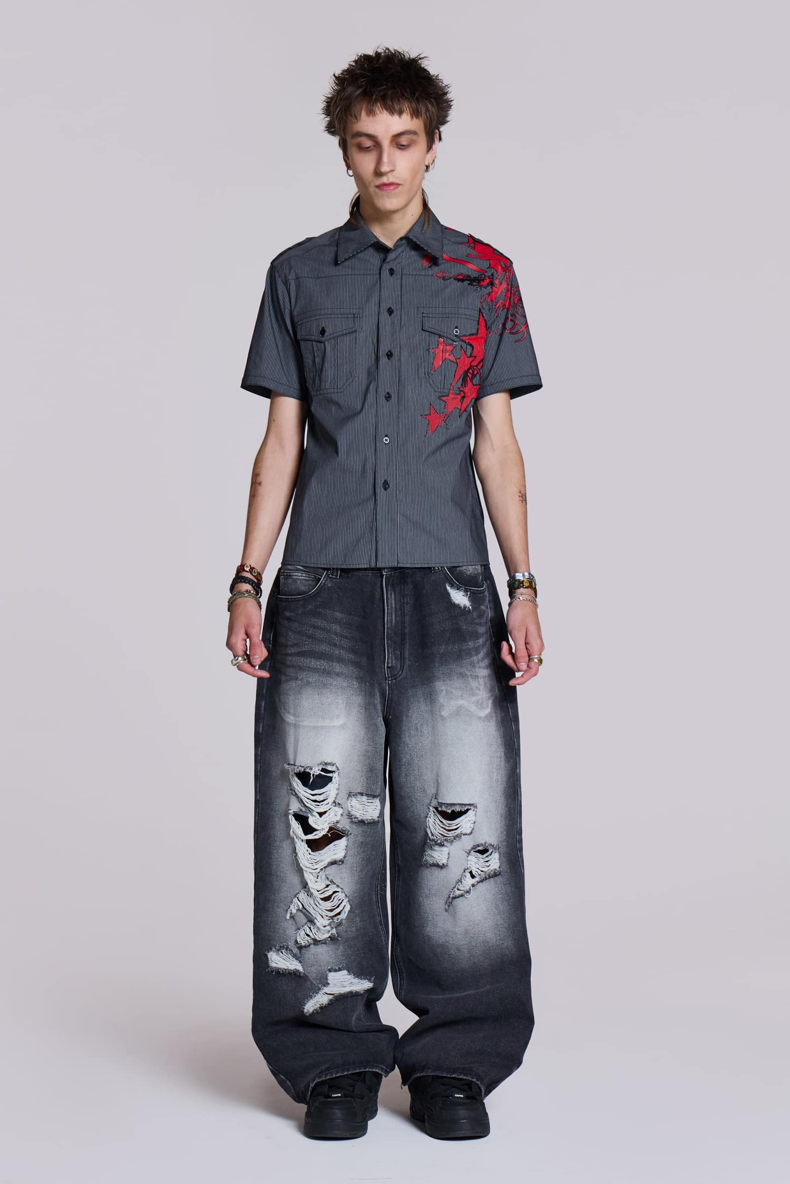 ★JADED LONDON UK★ Script Pinstripe Shirt Script Pinstripe Shirt | Jaded London | Clothing