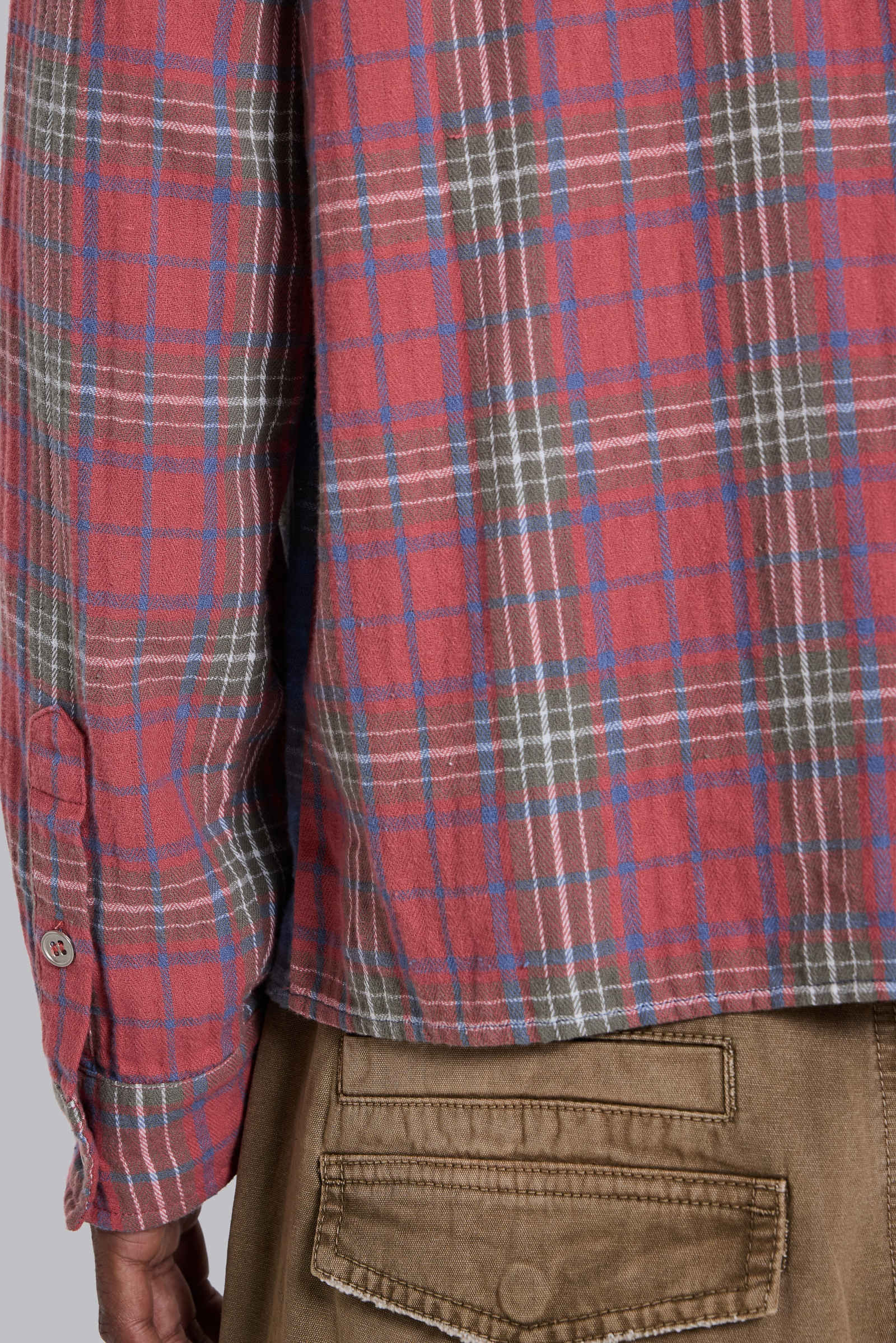 Checked Button-Up Hooded Shirt