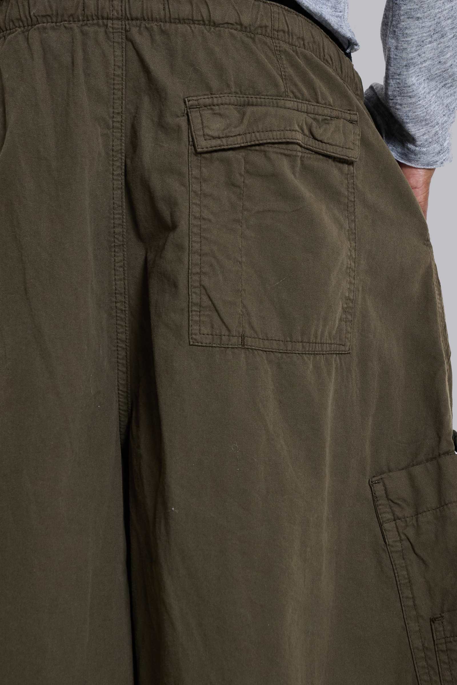 Khaki Parachute Cargo Baggy Shorts