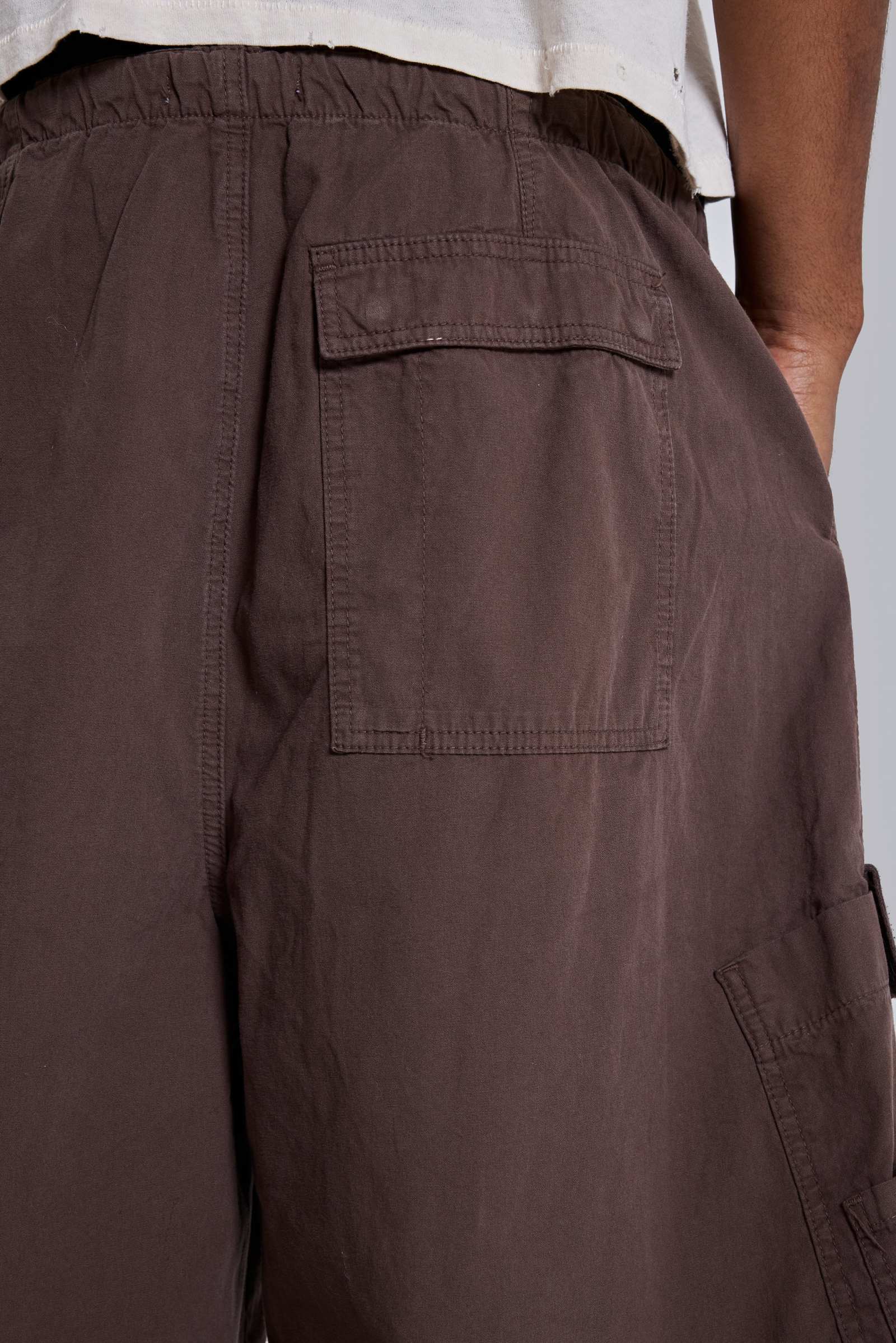 Brown Parachute Cargo Baggy Shorts
