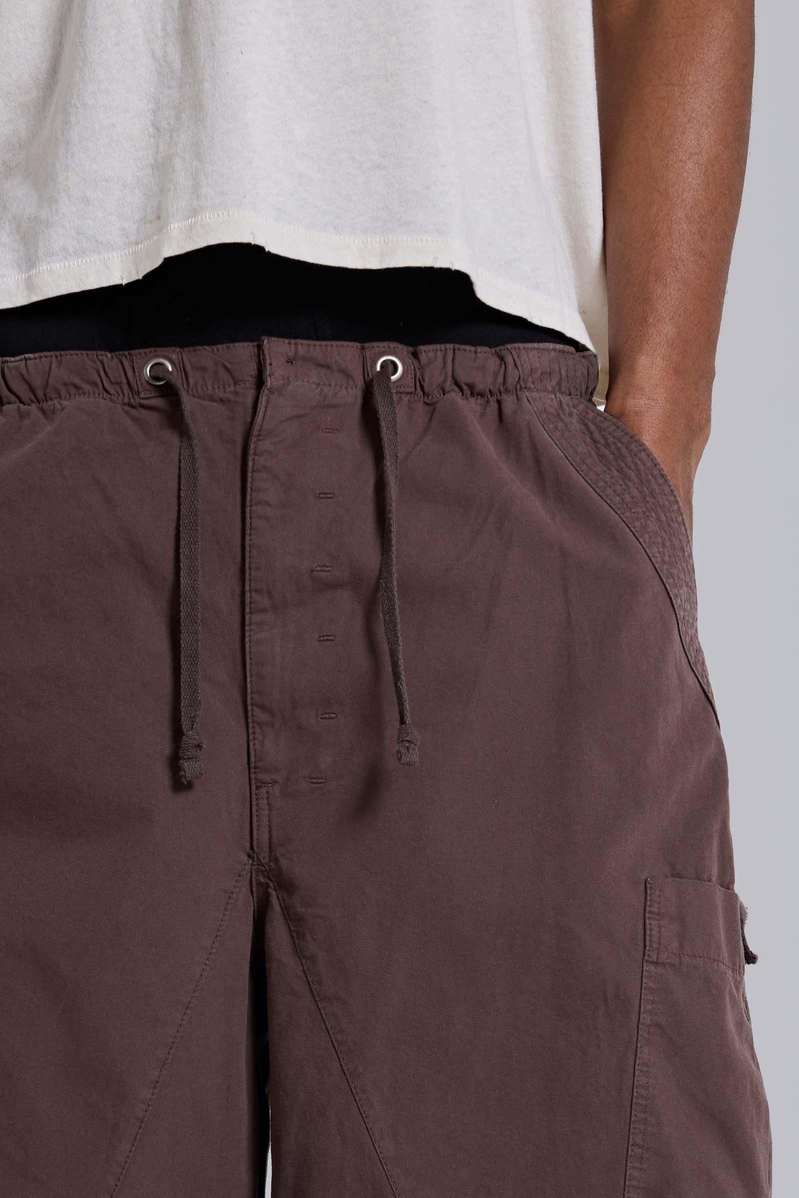 Brown Parachute Cargo Baggy Shorts