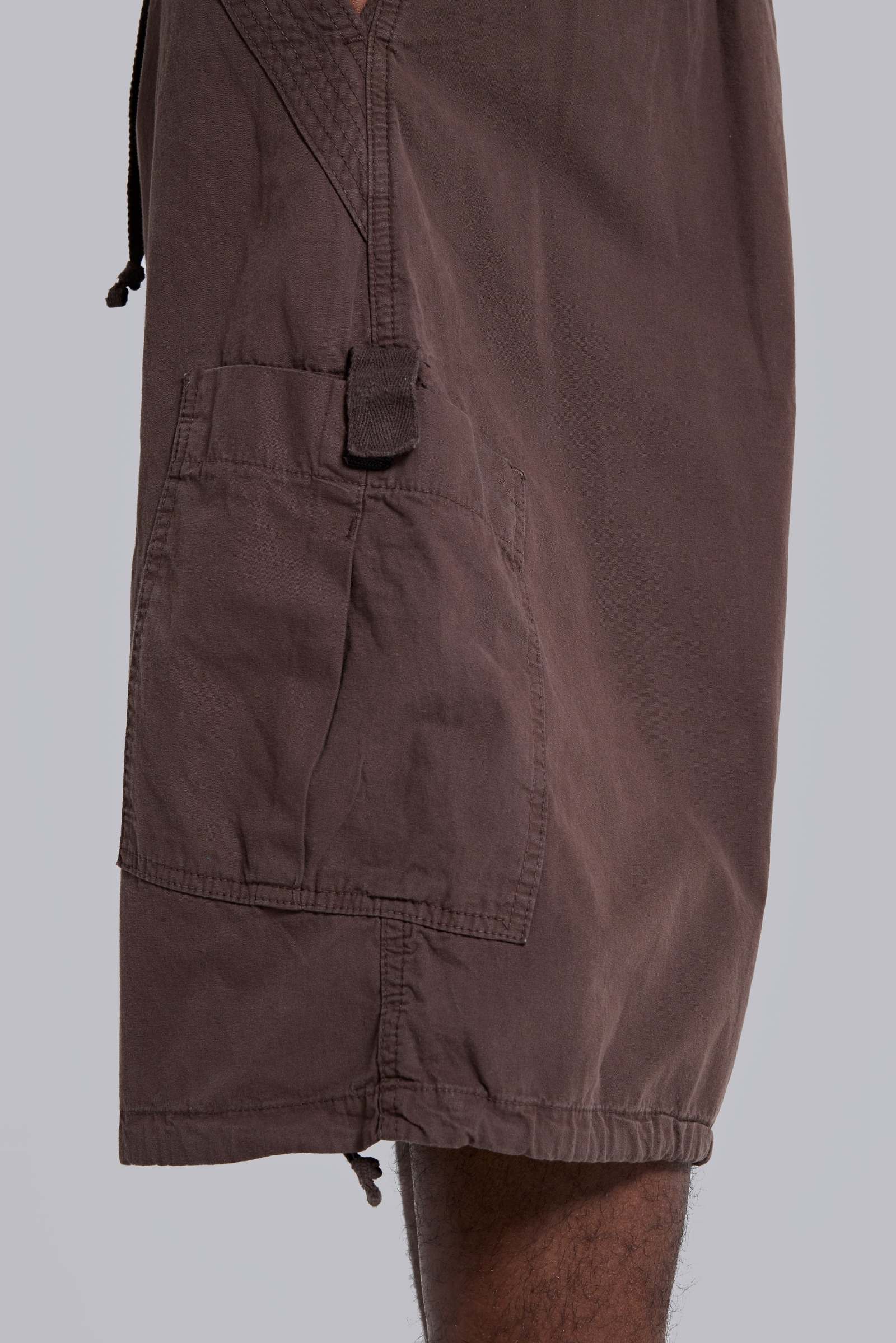 Brown Parachute Cargo Baggy Shorts