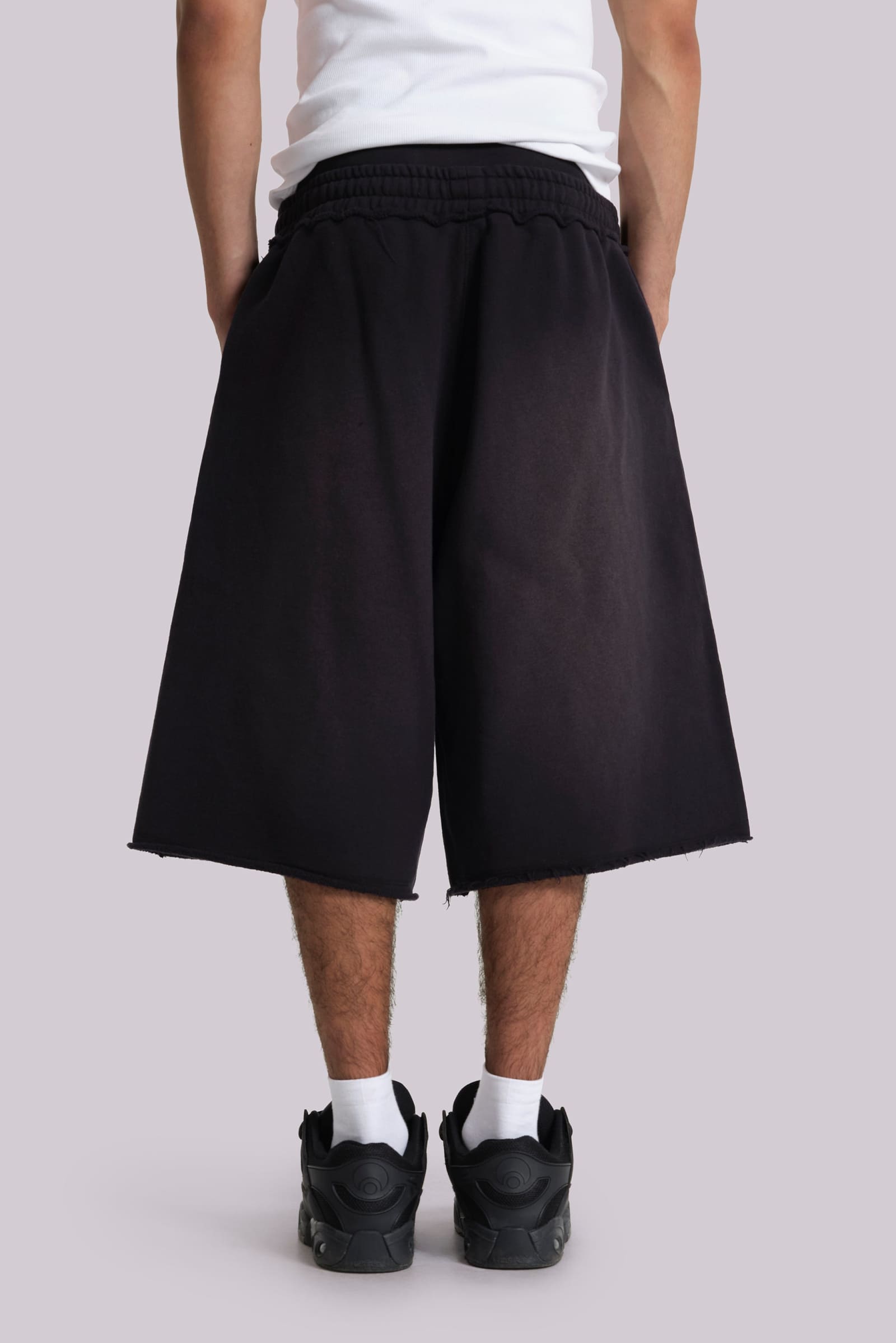 Shop Washed Black Monster Jogger Baggy Shorts Jaded London