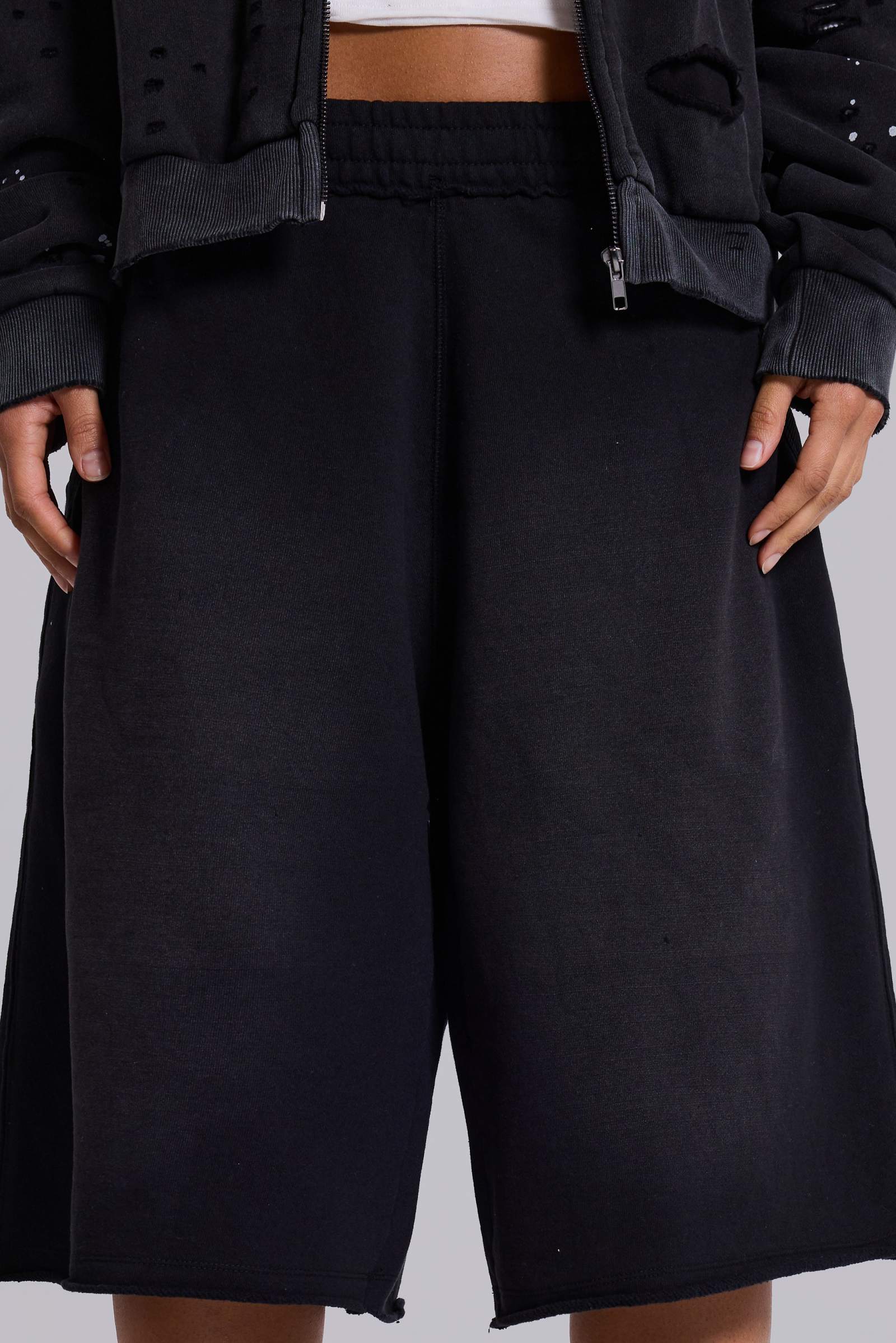 Washed Black Monster Jogger Shorts