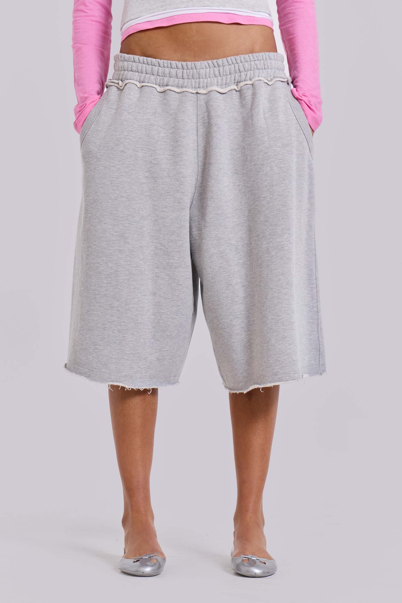 Shop Grey Marl Monster Jogger Shorts Jaded London Clothing