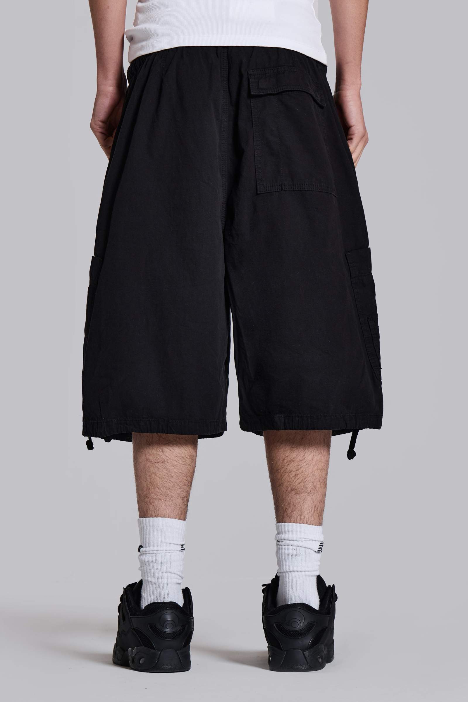 Black Parachute Cargo Baggy Shorts