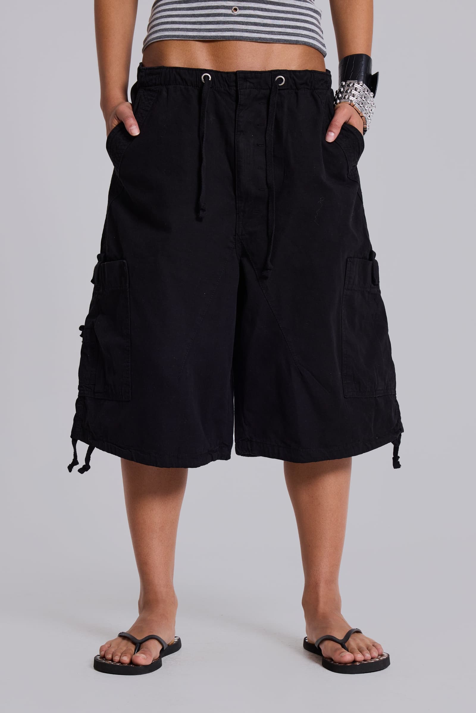 Black Parachute Cargo Shorts
