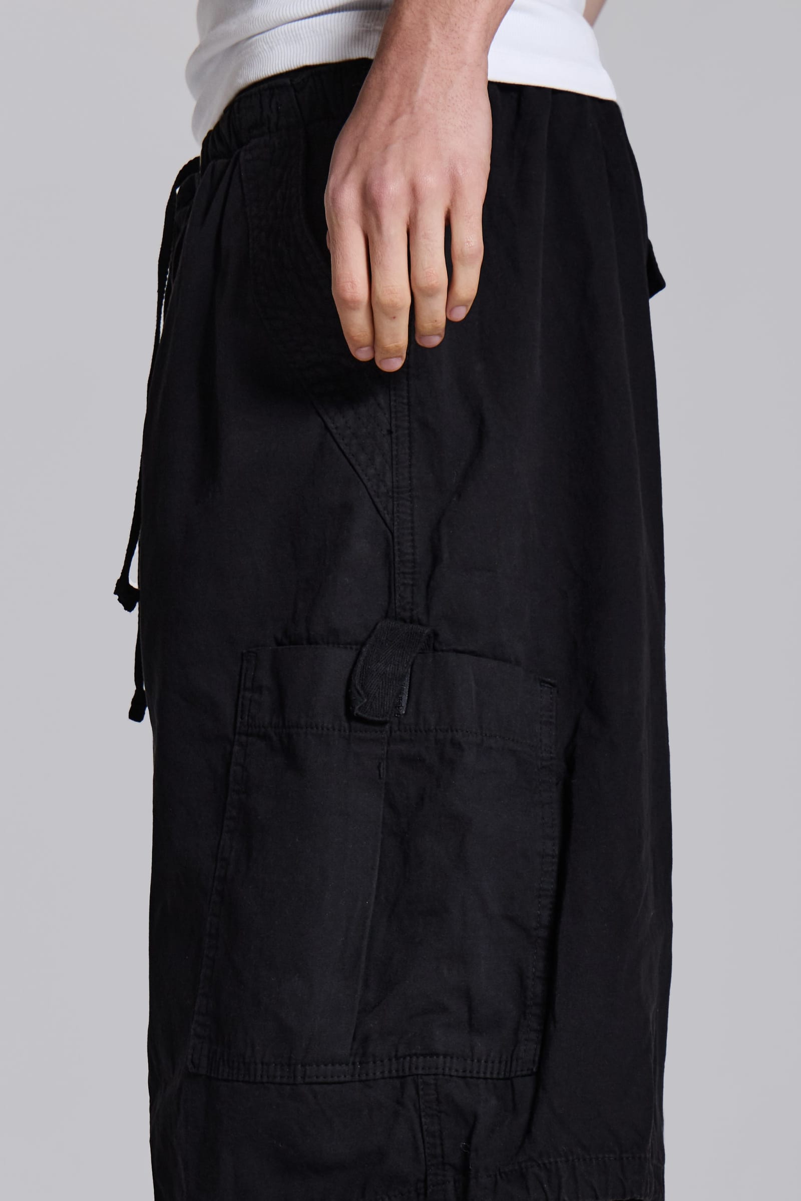 Black Parachute Cargo Baggy Shorts