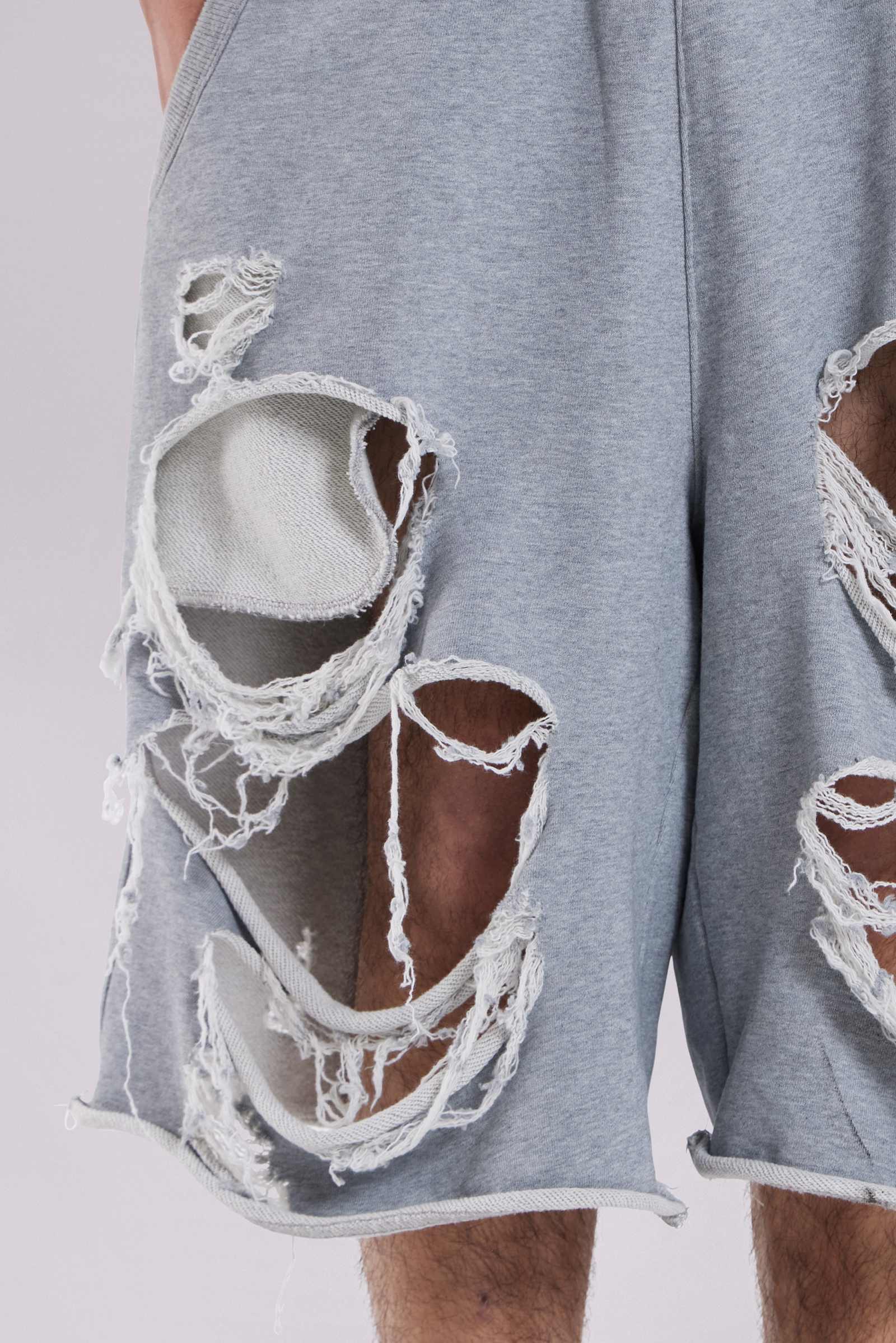 Grey Distressed Monster Shorts