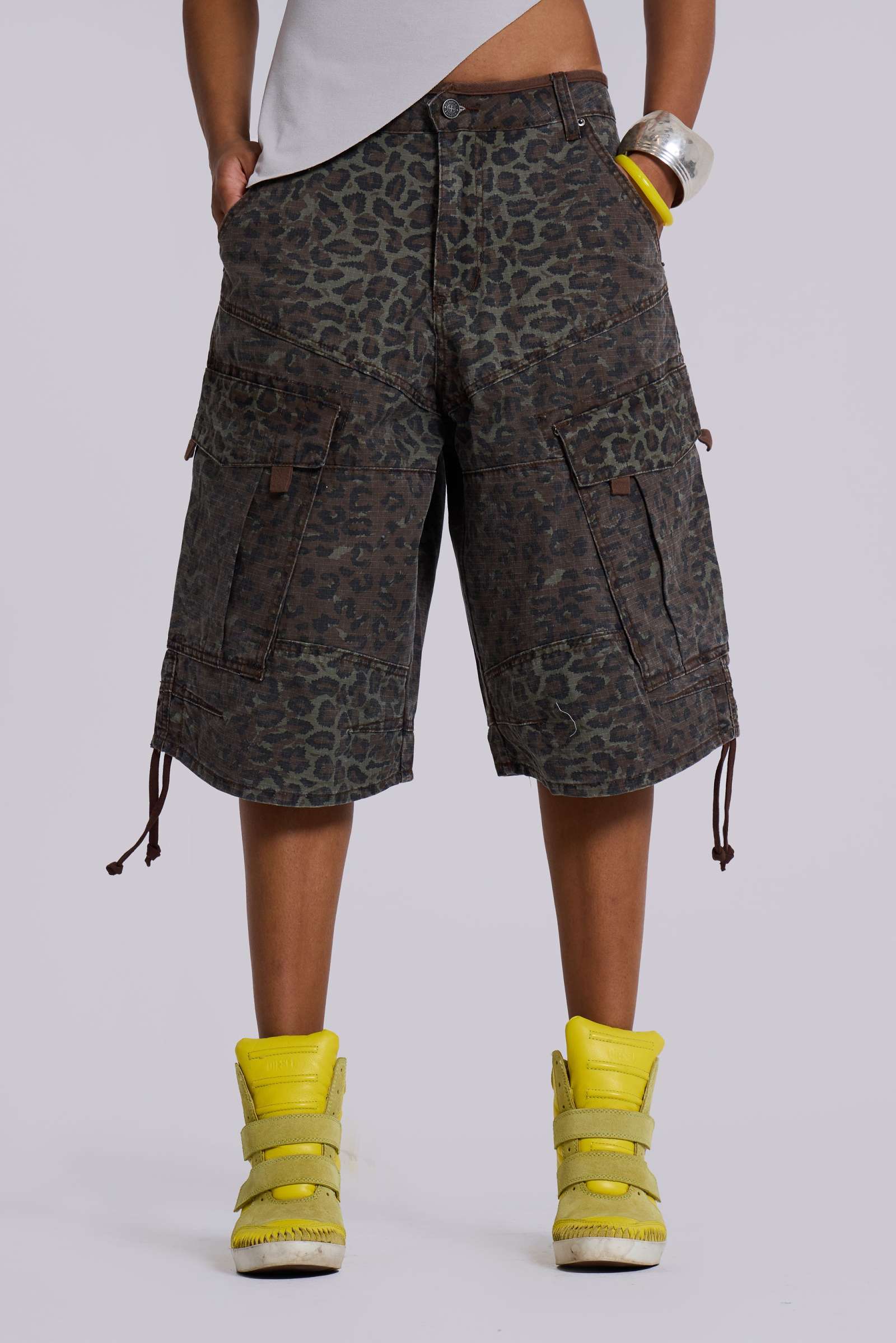 関送込★JADED LONDON★Charcoal Leopard Cadet Baggy Shorts Charcoal Leopard Cadet Baggy Shorts | Jaded London | Clothing