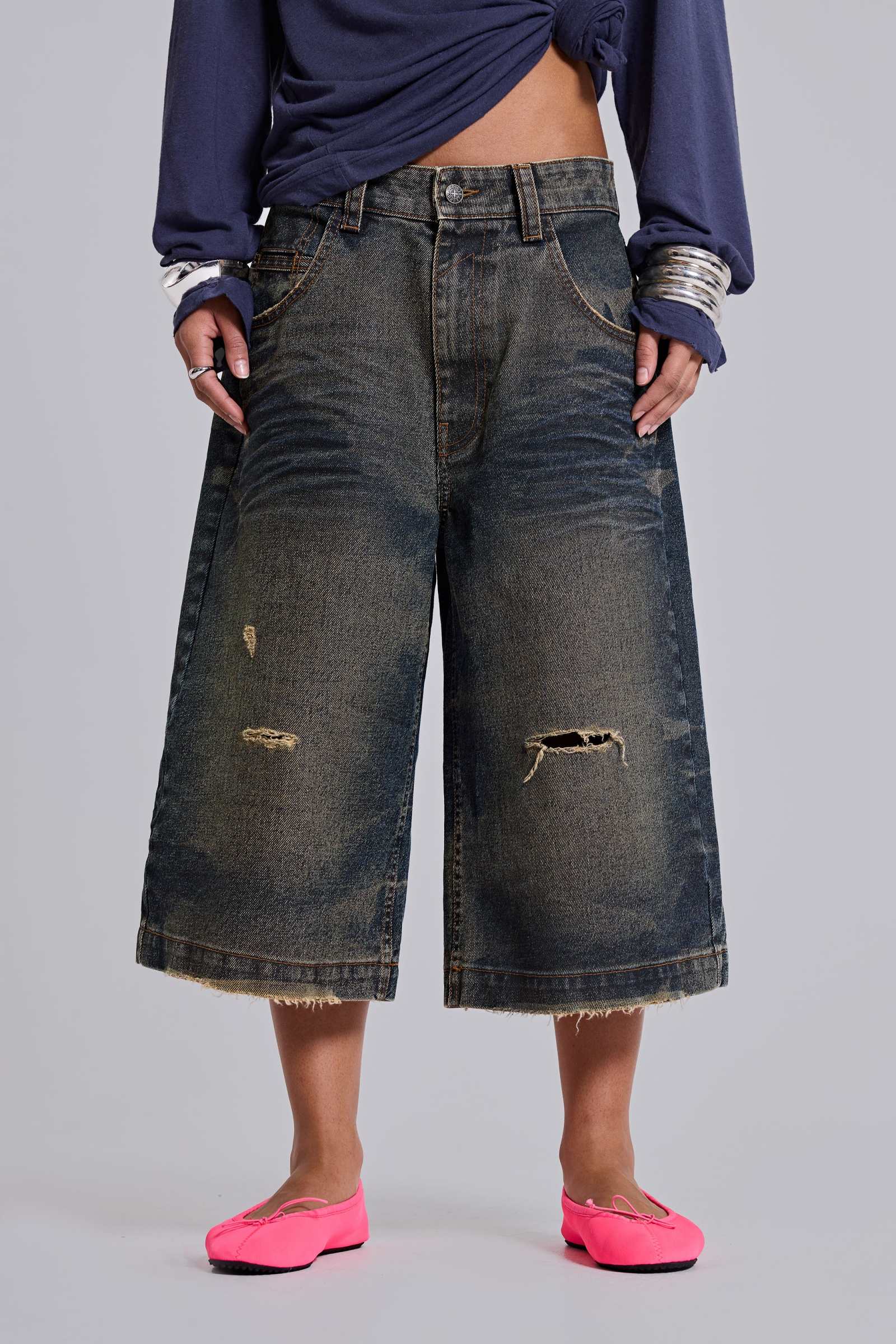 Blue Cinch Back Colossus Jorts