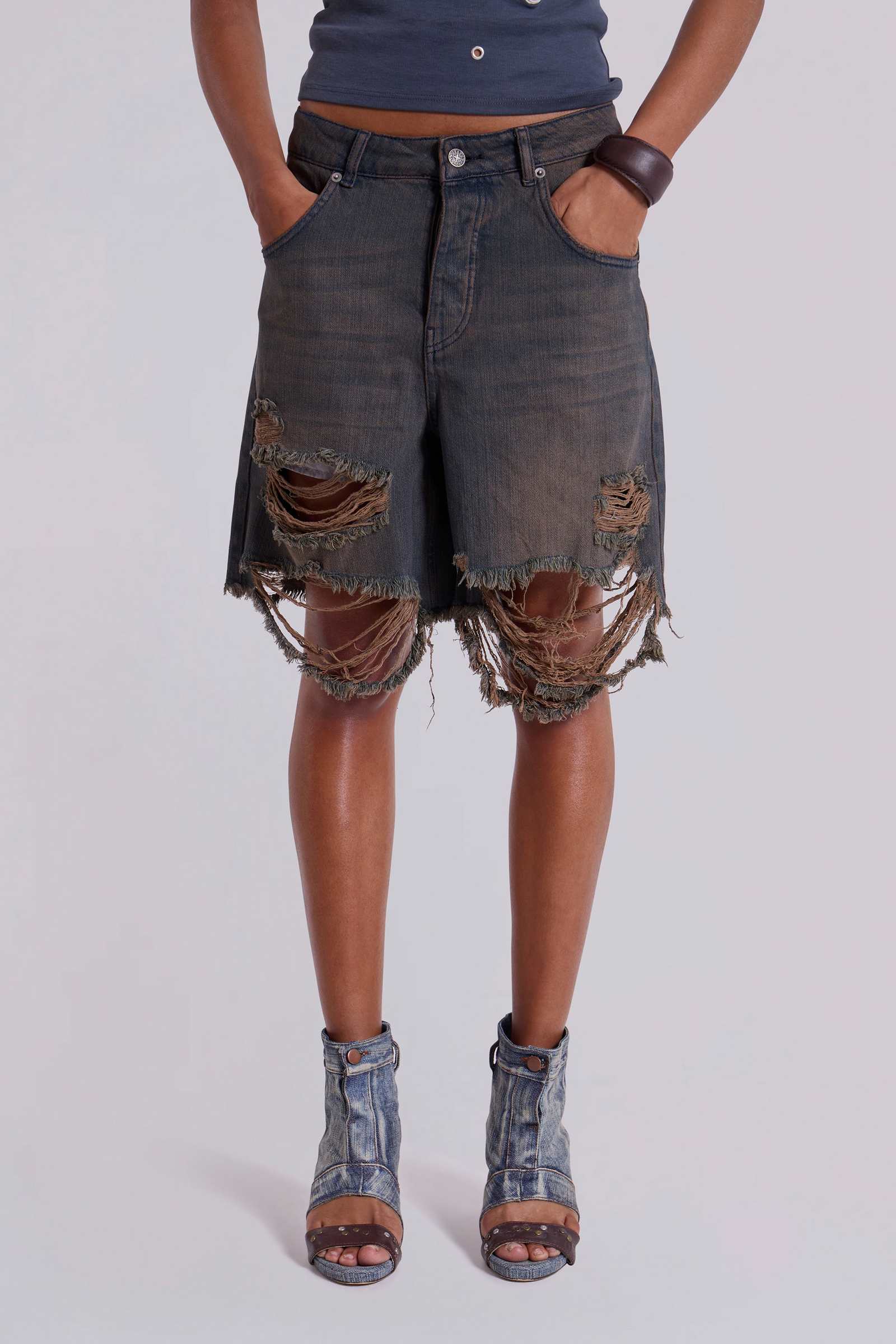 Dark Vintage Wash Glasto Shorts