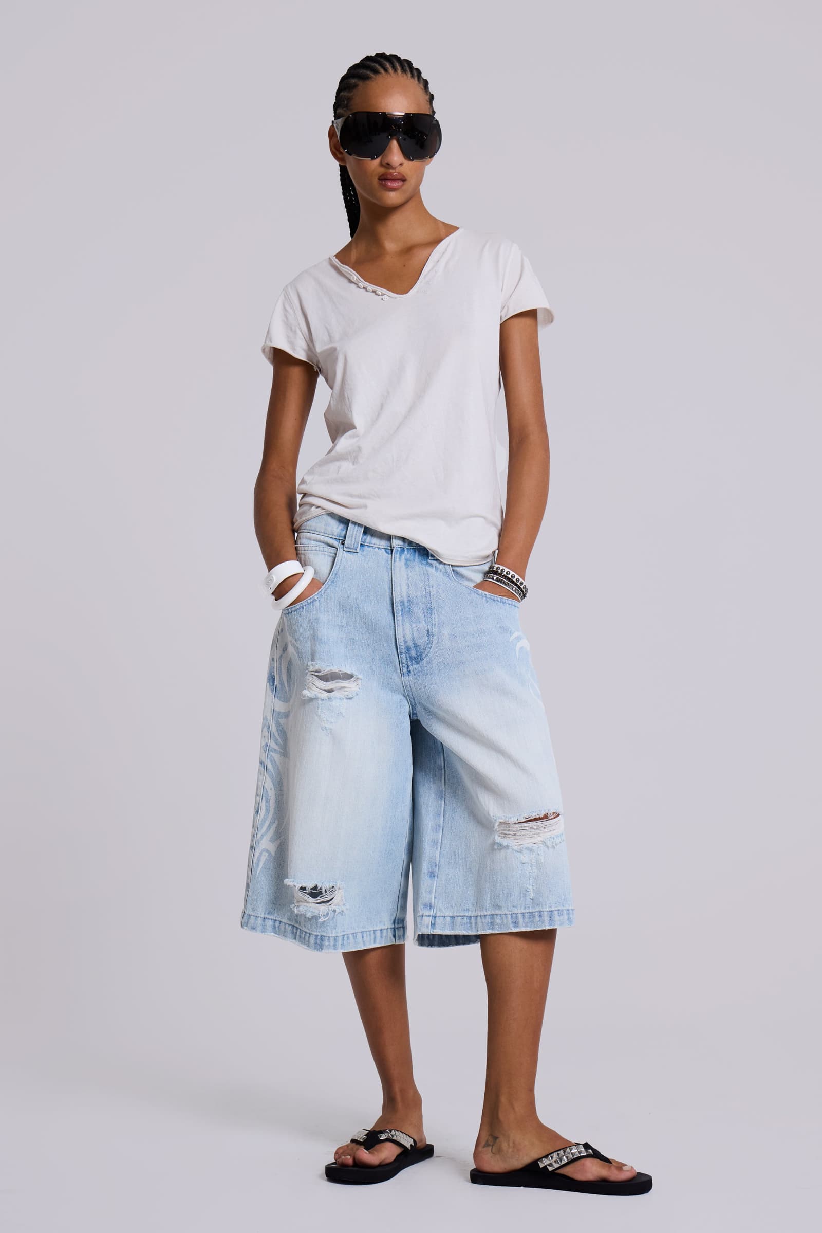 【JADED LONDON】Bleach Blade Colossus Jorts Bleach Blade Colossus Jorts | Jaded London | Clothing