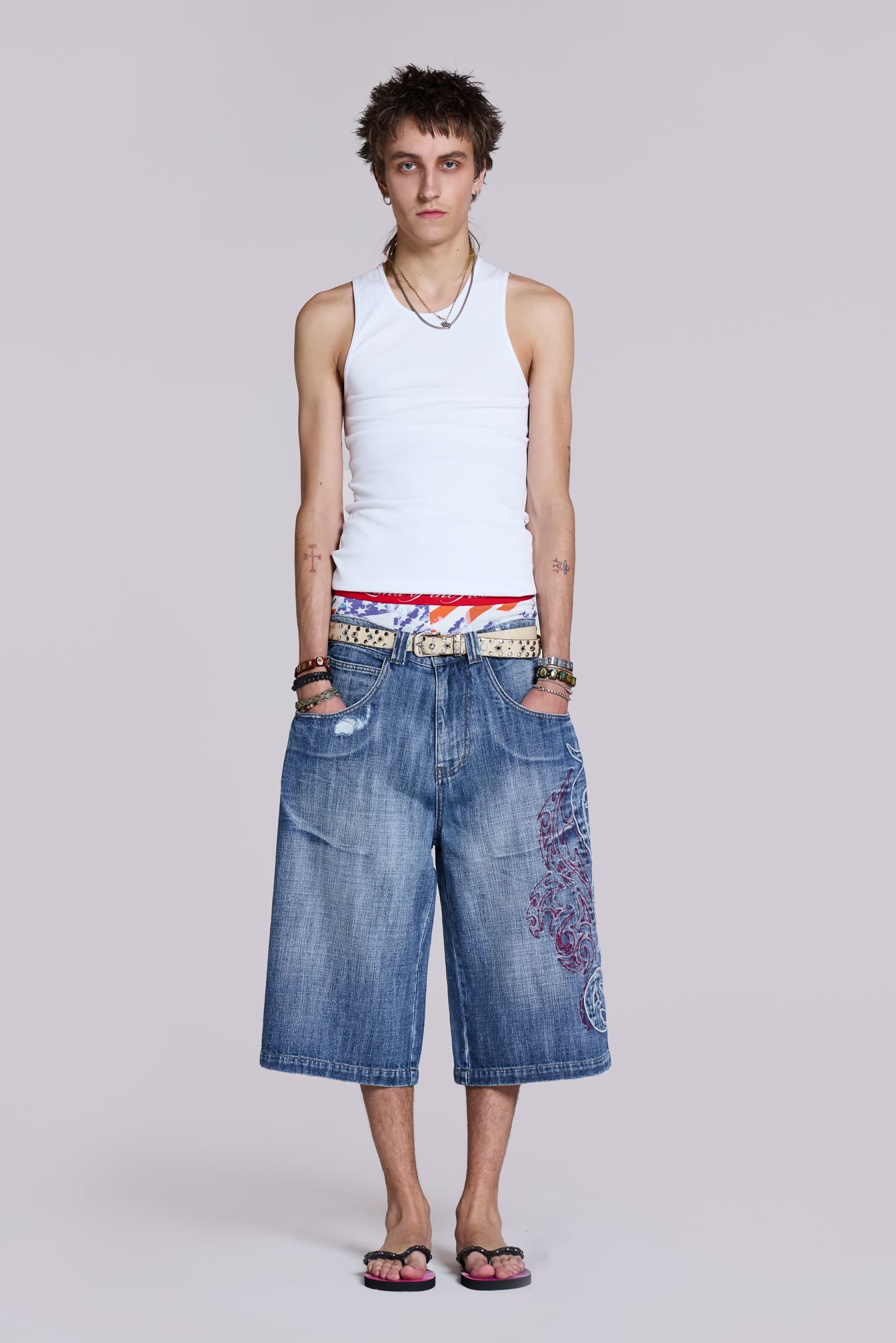 【JADED LONDON】Bleach Blade Colossus Jorts Layered Tribal XL Colossus Jorts | Jaded London | Clothing