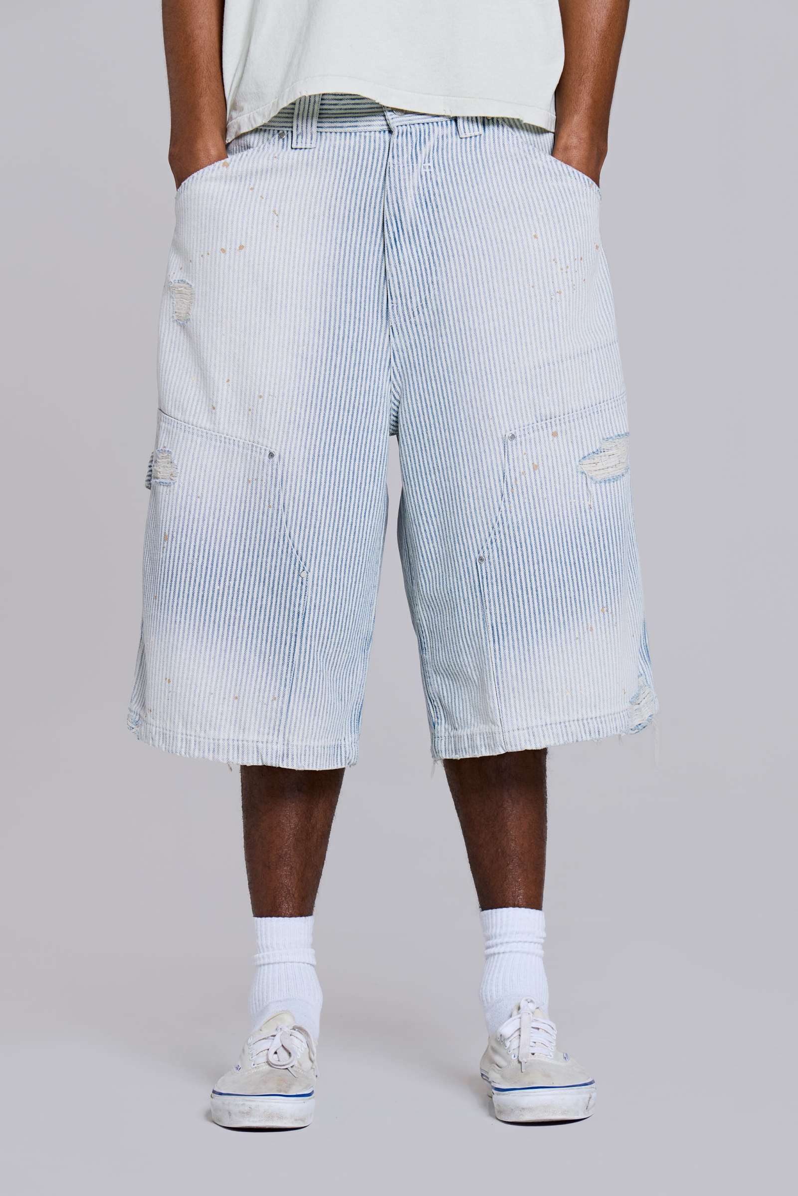Pinstripe Double Knee Carpenter Jorts