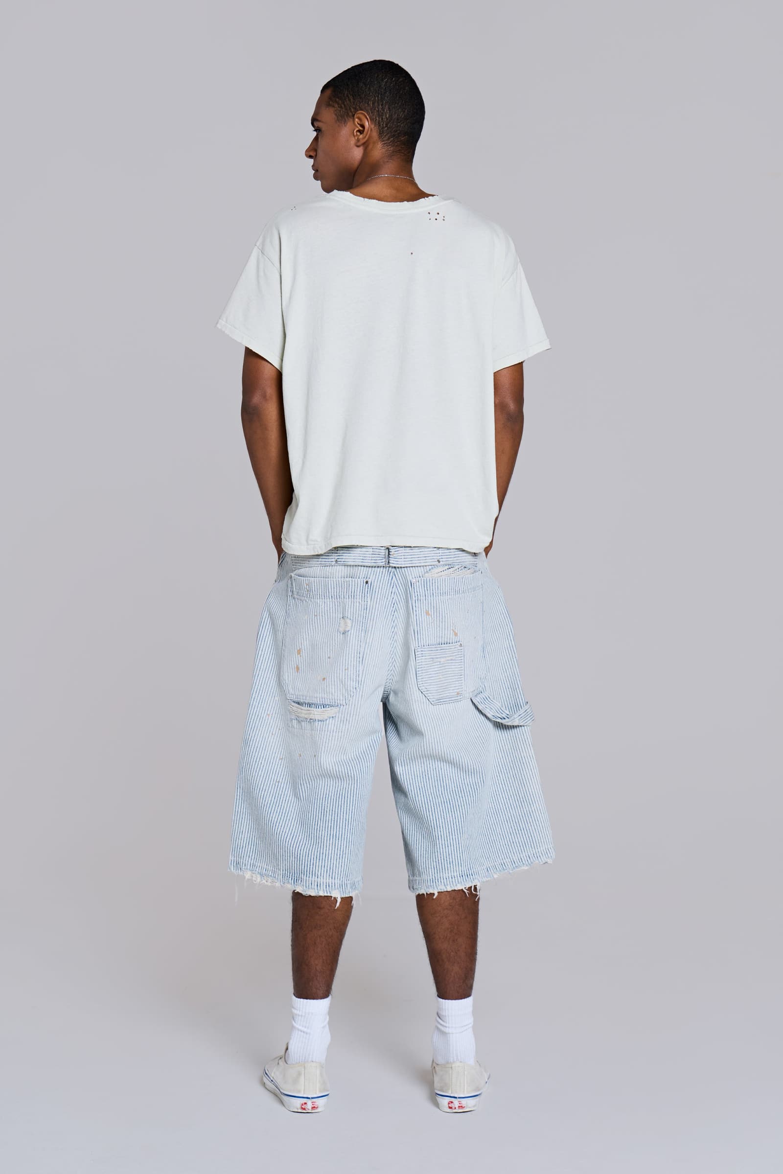 Pinstripe Double Knee Carpenter Jorts