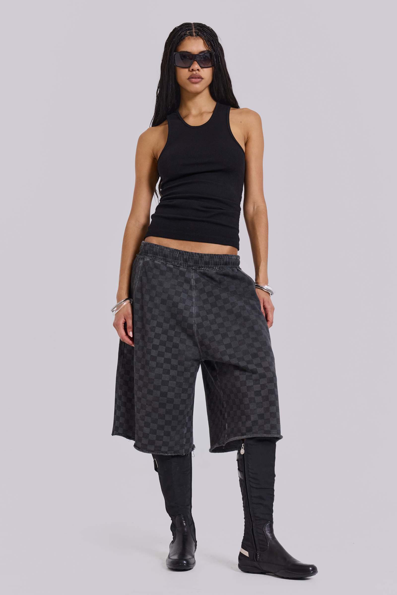 Shop Grey Marl Monster Jogger Baggy Shorts | Jaded London