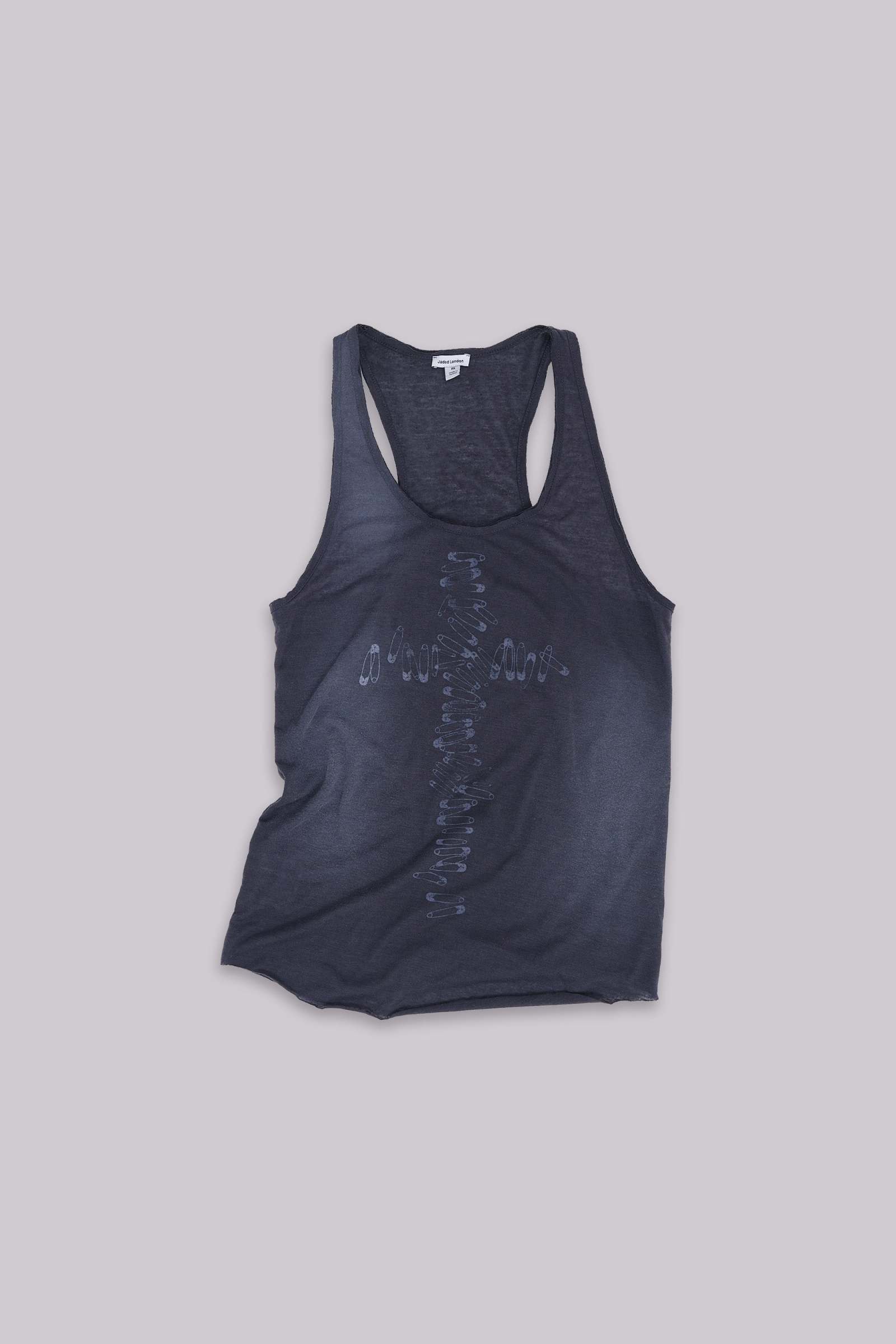 Safety Pin Washed Black Tank | Jaded London | Clothing