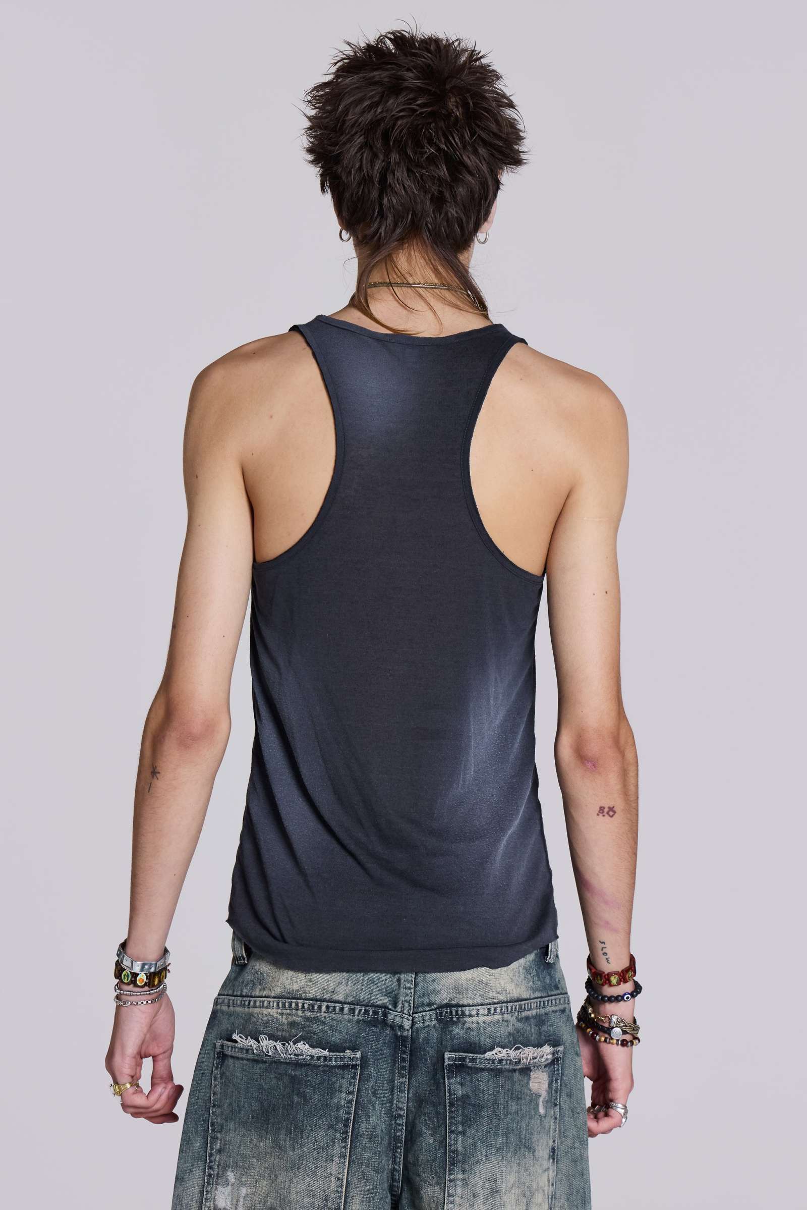 トップス JadedLondon Safety Pin Washed Black Tank Safety Pin Washed Black Tank | Jaded London | Clothing