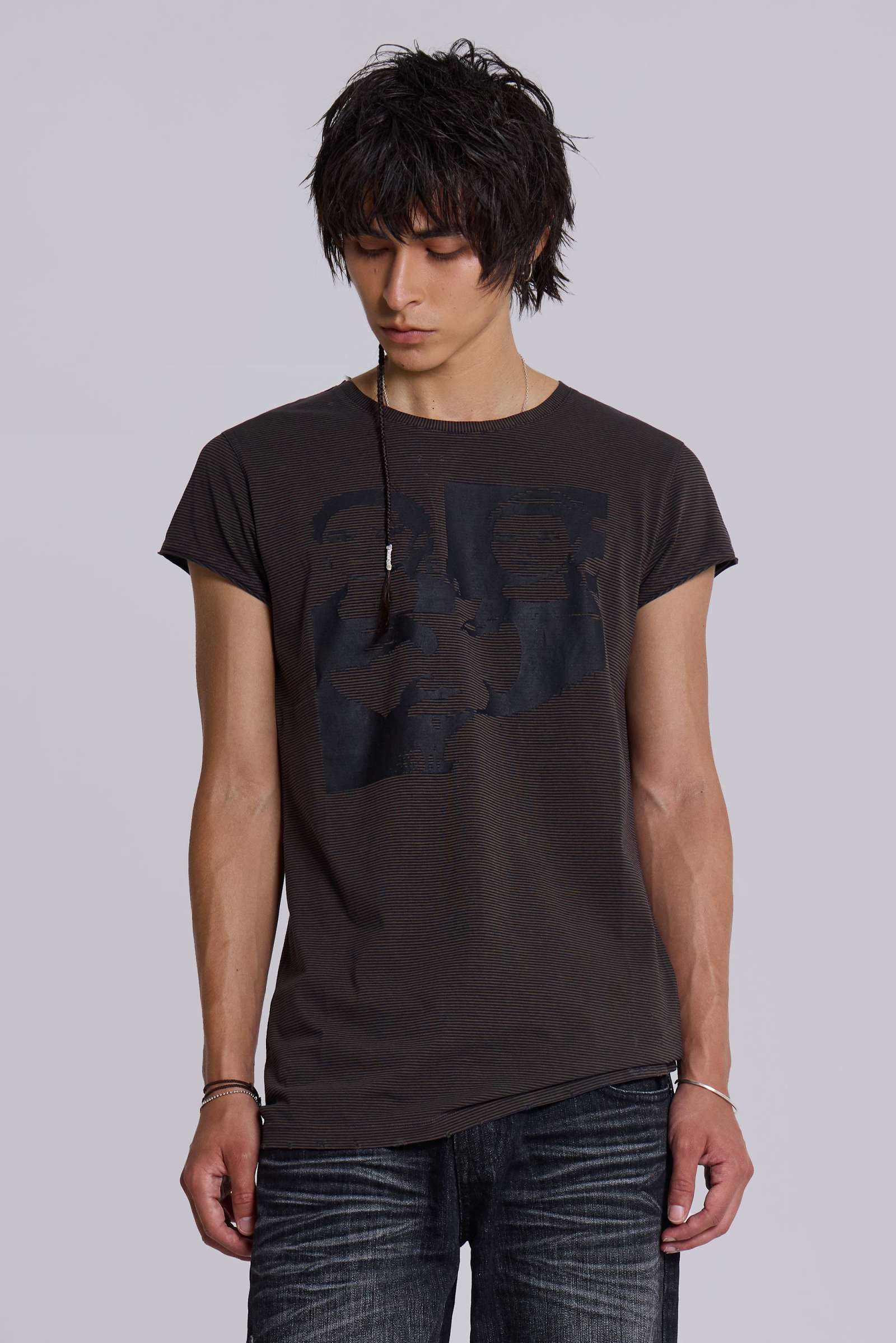 【JADED LONDON】 送料関税込み Tour Stripe T-Shirt Dirty Striped Oversized Long Sleeve Tee | Jaded London
