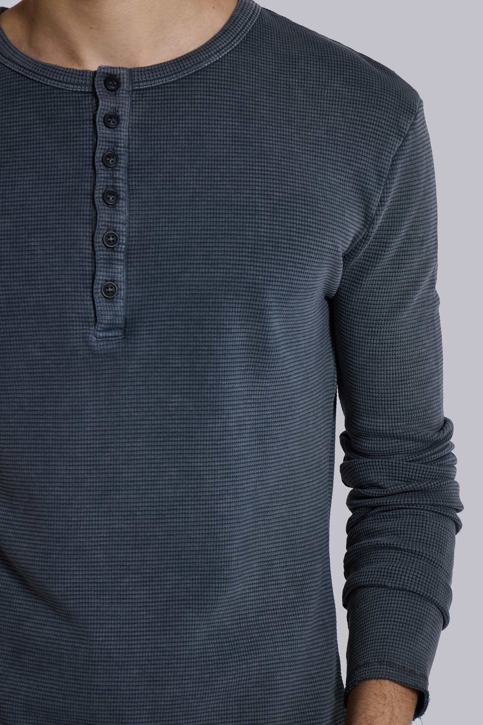 Charcoal Waffle Henley Top