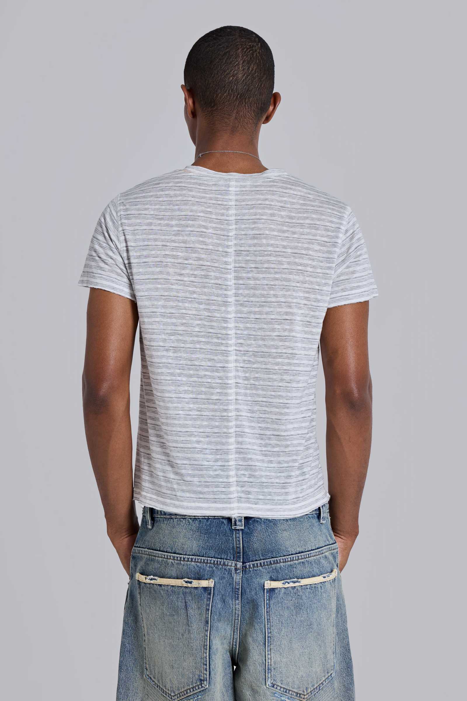 GREY WHITE STRIPE MIST TSHIRT