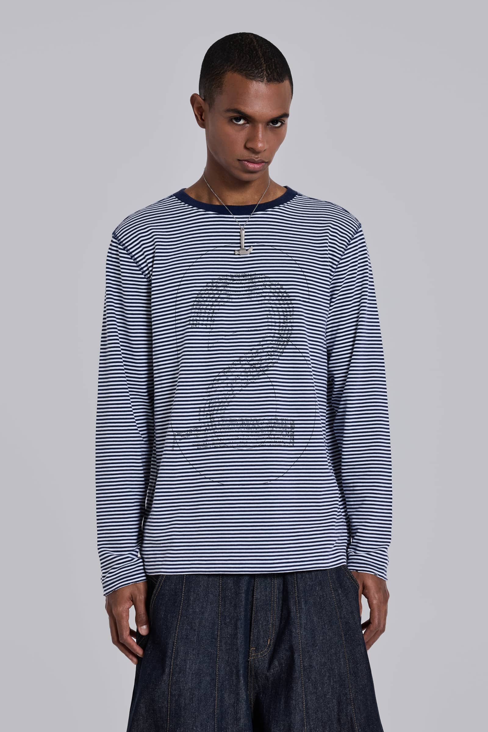 62 Stripe Navy Long-Sleeve Top