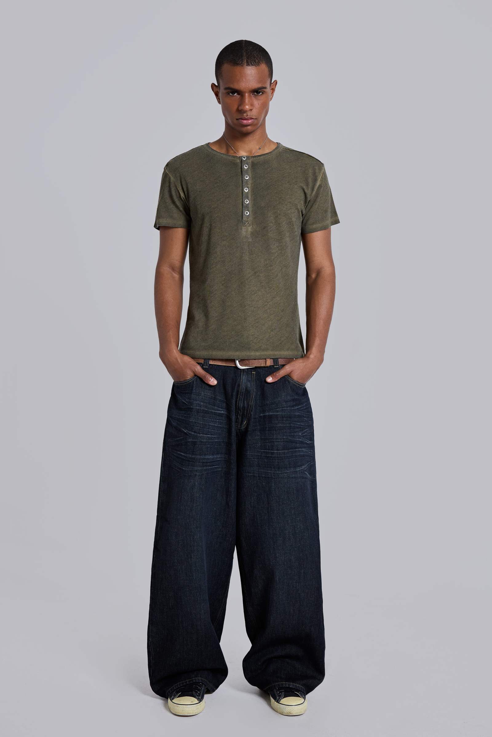 SS KHAKI TEXTURE HENLEY